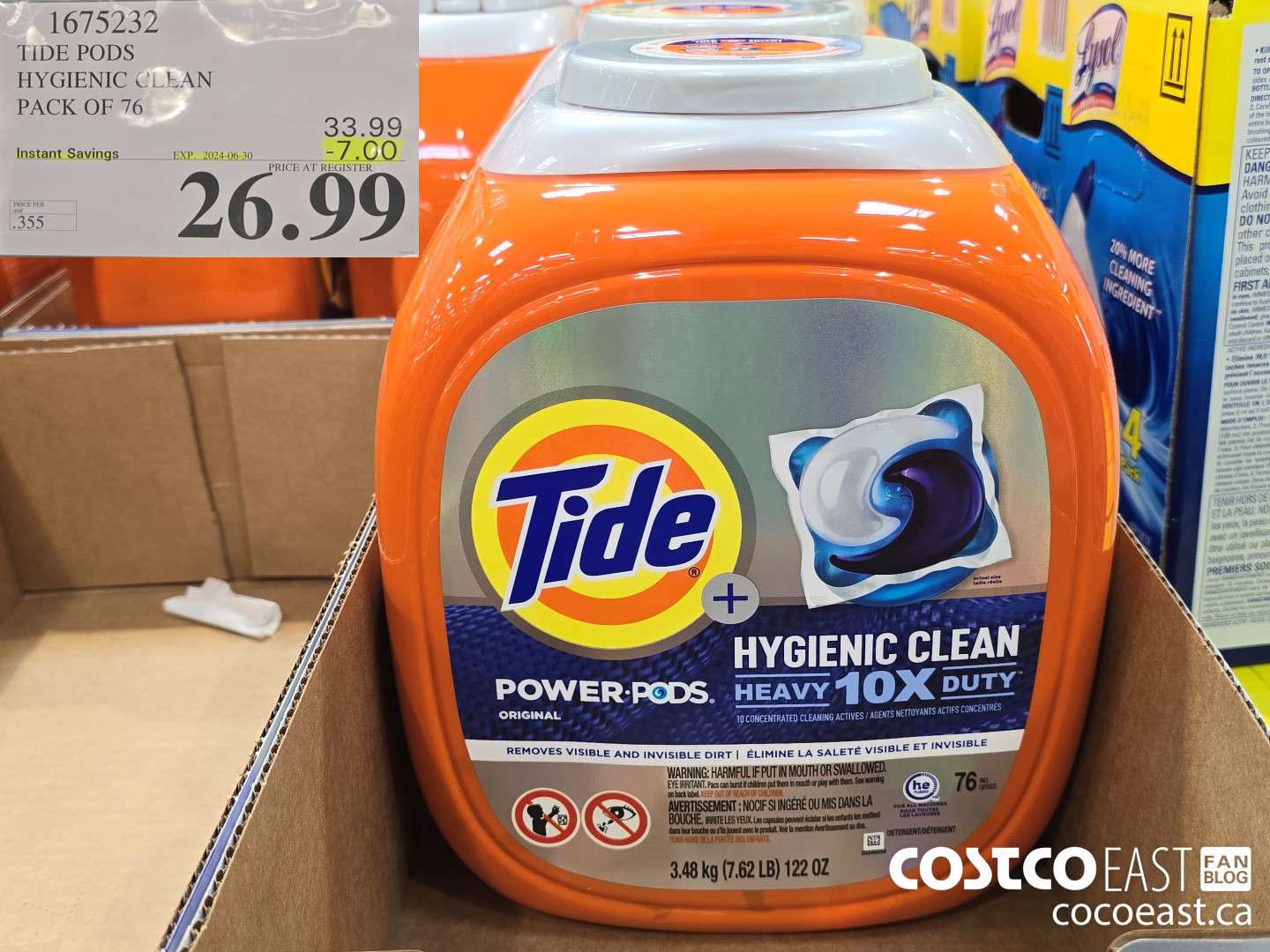 1675232 TIDE PODS HYGIENIC CLEAN PACK OF 76 $7.00 OF (EXPIRES ON 2024-06-30) $26.99