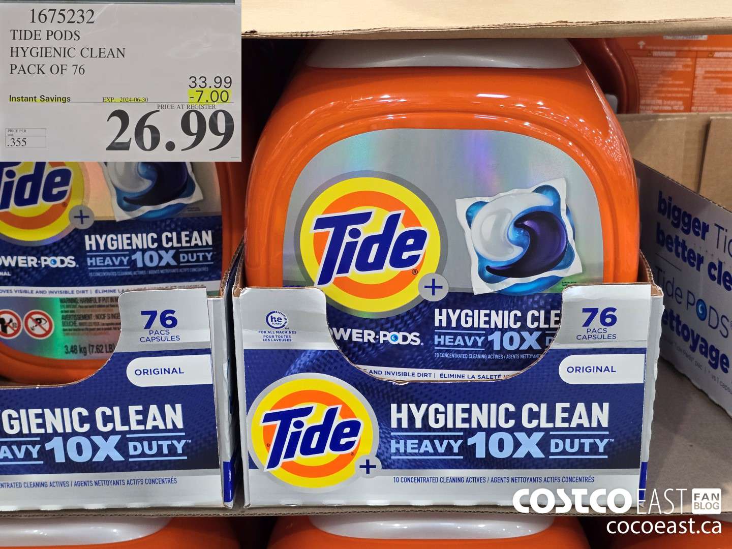 1675232 TIDE PODS HYGIENIC CLEAN PACK OF 76 ($7.00 INSTANT SAVINGS EXPIRES ON 2024-06-30) $26.99