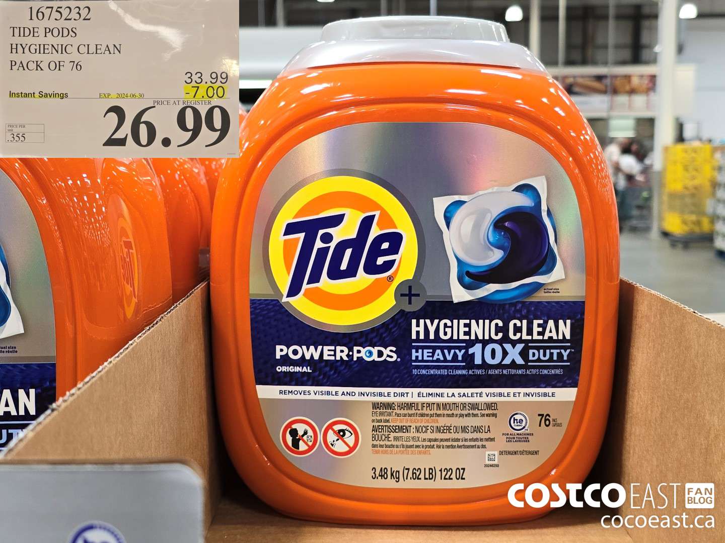 1675232 TIDE PODS HYGIENIC CLEAN PACK OF 76 ($7.00 INSTANT SAVINGS EXPIRES ON 2024-06-30) $26.99