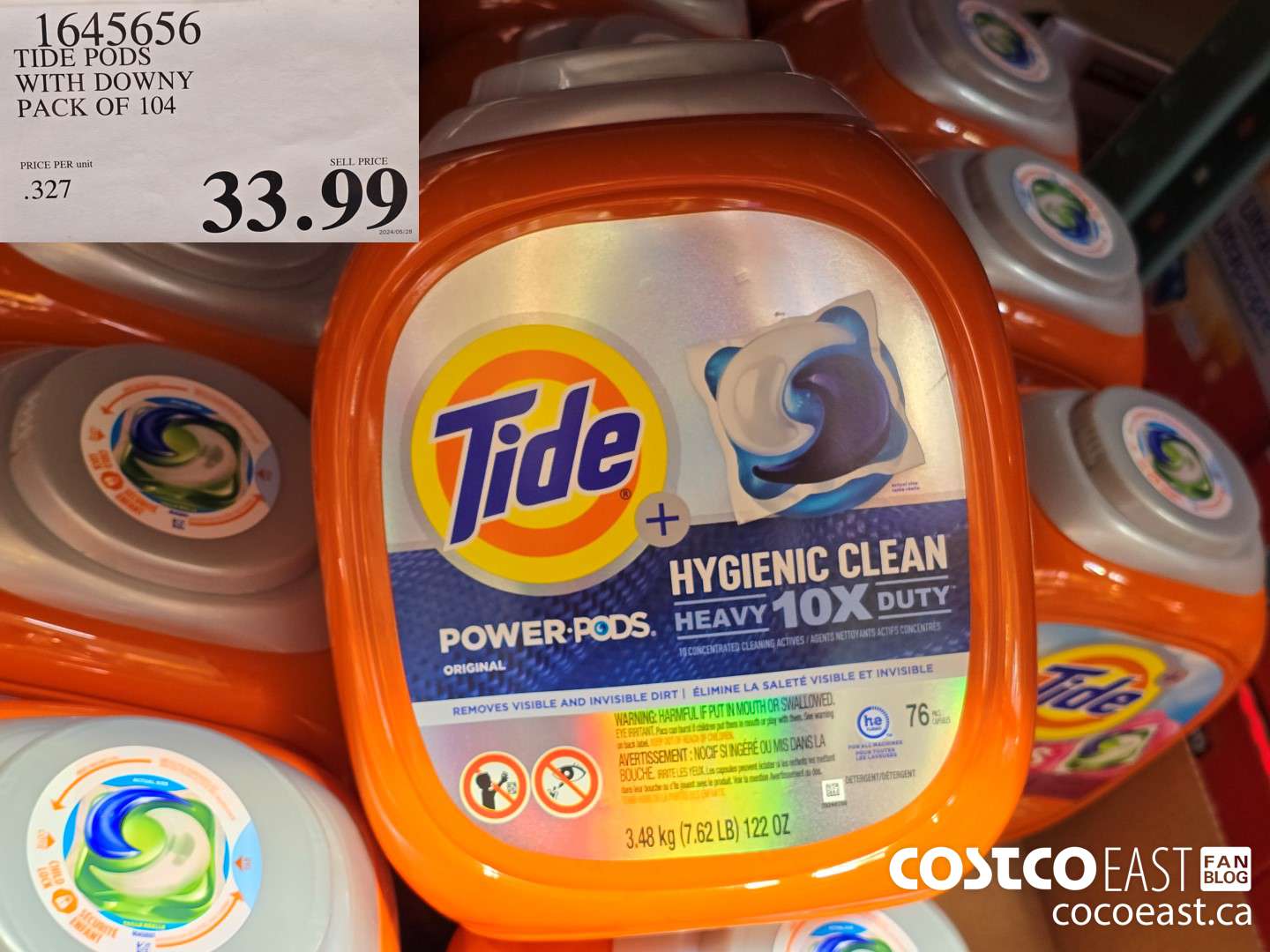 1645656 TIDE PODS WITH DOWNY PACK OF 104 $33.99
