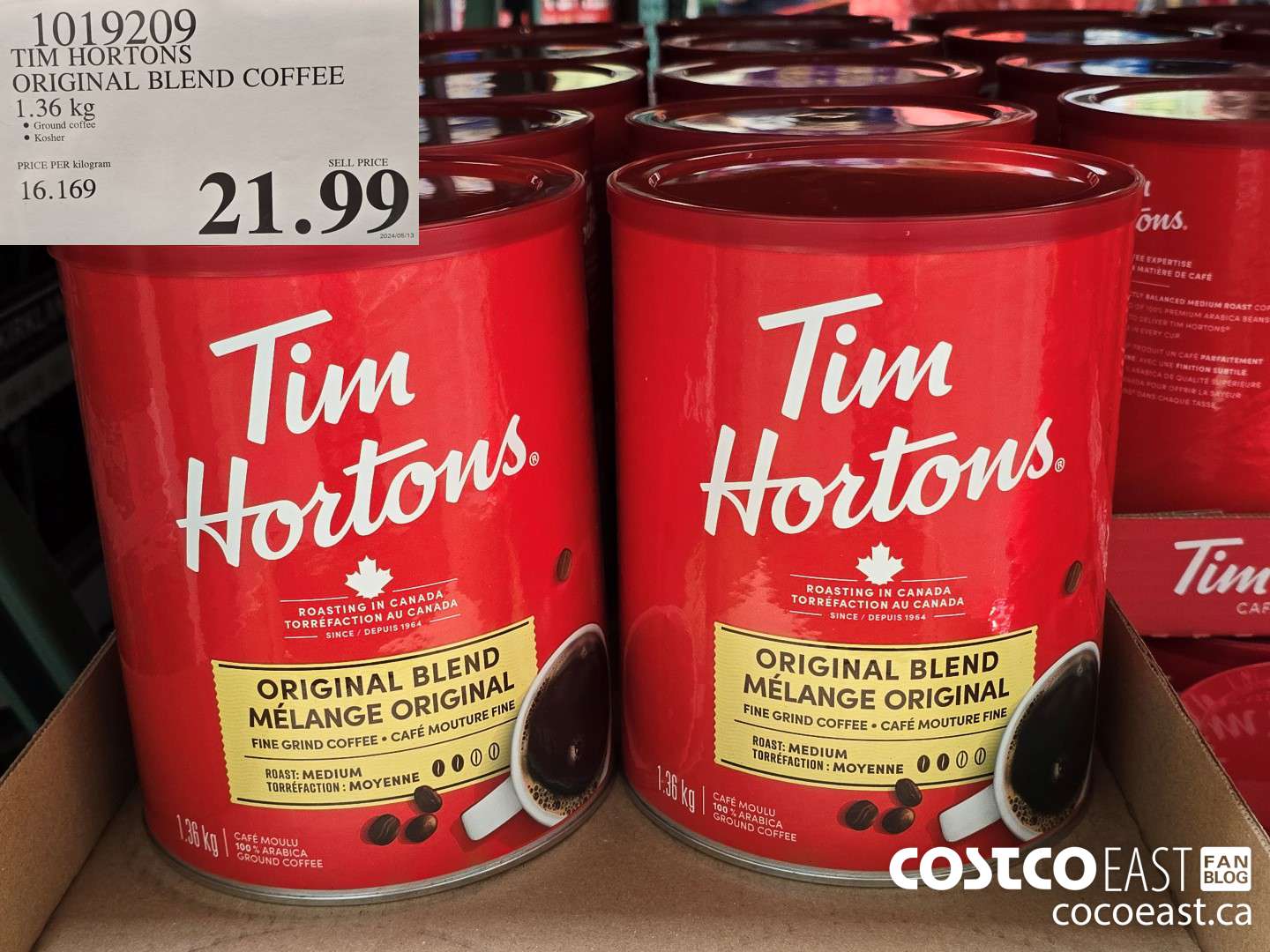 1019209 TIM HORTONS ORIGINAL BLEND COFFEE 1.36 KG $21.99