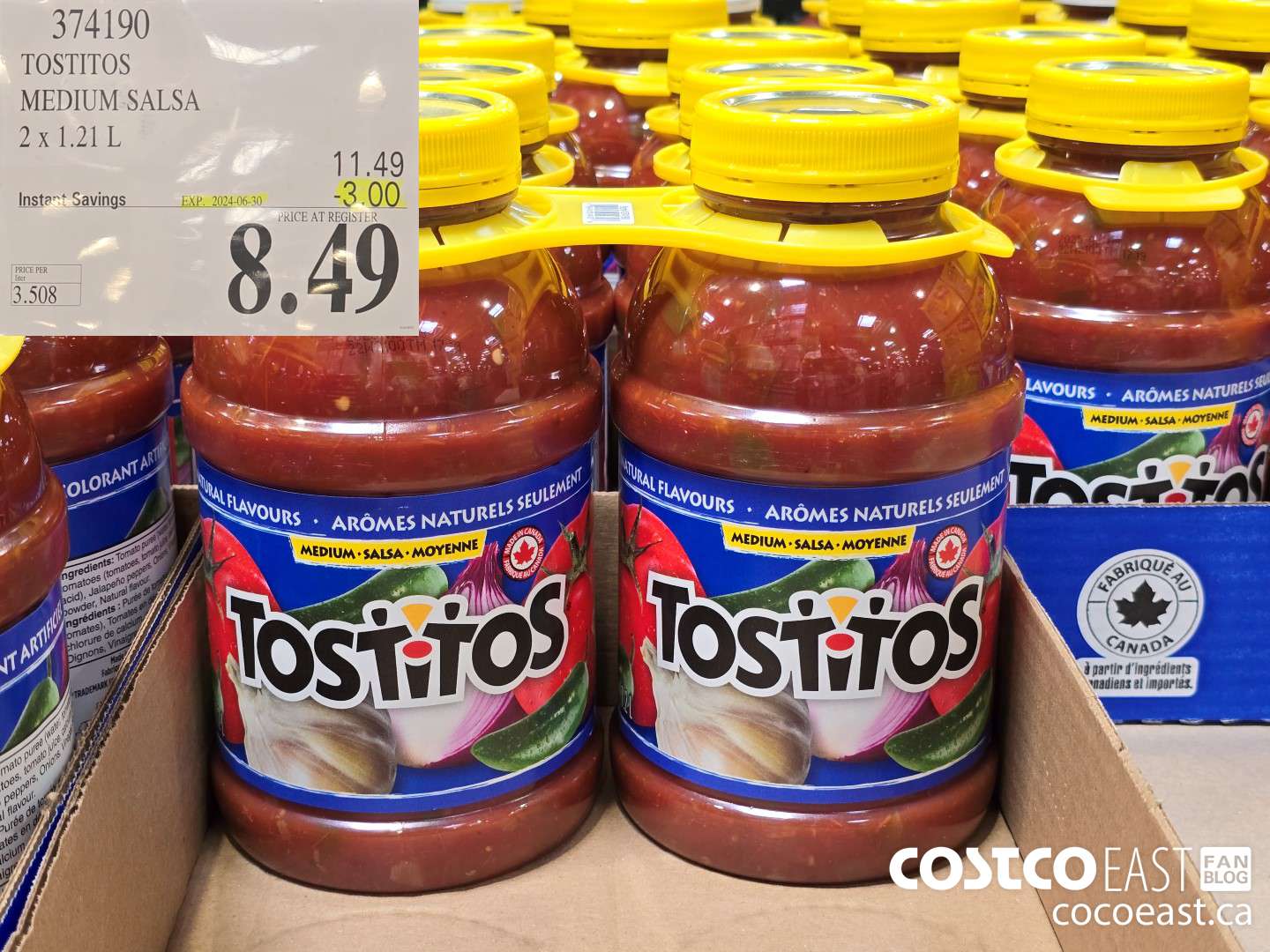 374190 TOSTITOS MEDIUM SALSA 2 X 1.21 L ($3.00 INSTANT SAVINGS EXPIRES ON 2024-06-30) $8.49