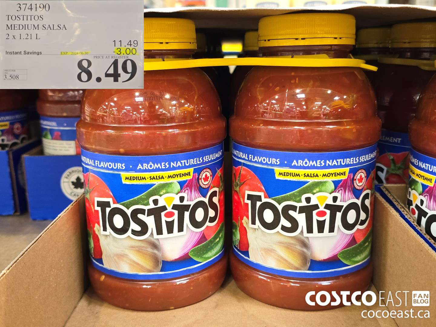 374190 TOSTITOS MEDIUM SALSA 2 X 1.21 L ($3.00 INSTANT SAVINGS EXPIRES ON 2024-06-30) $8.49