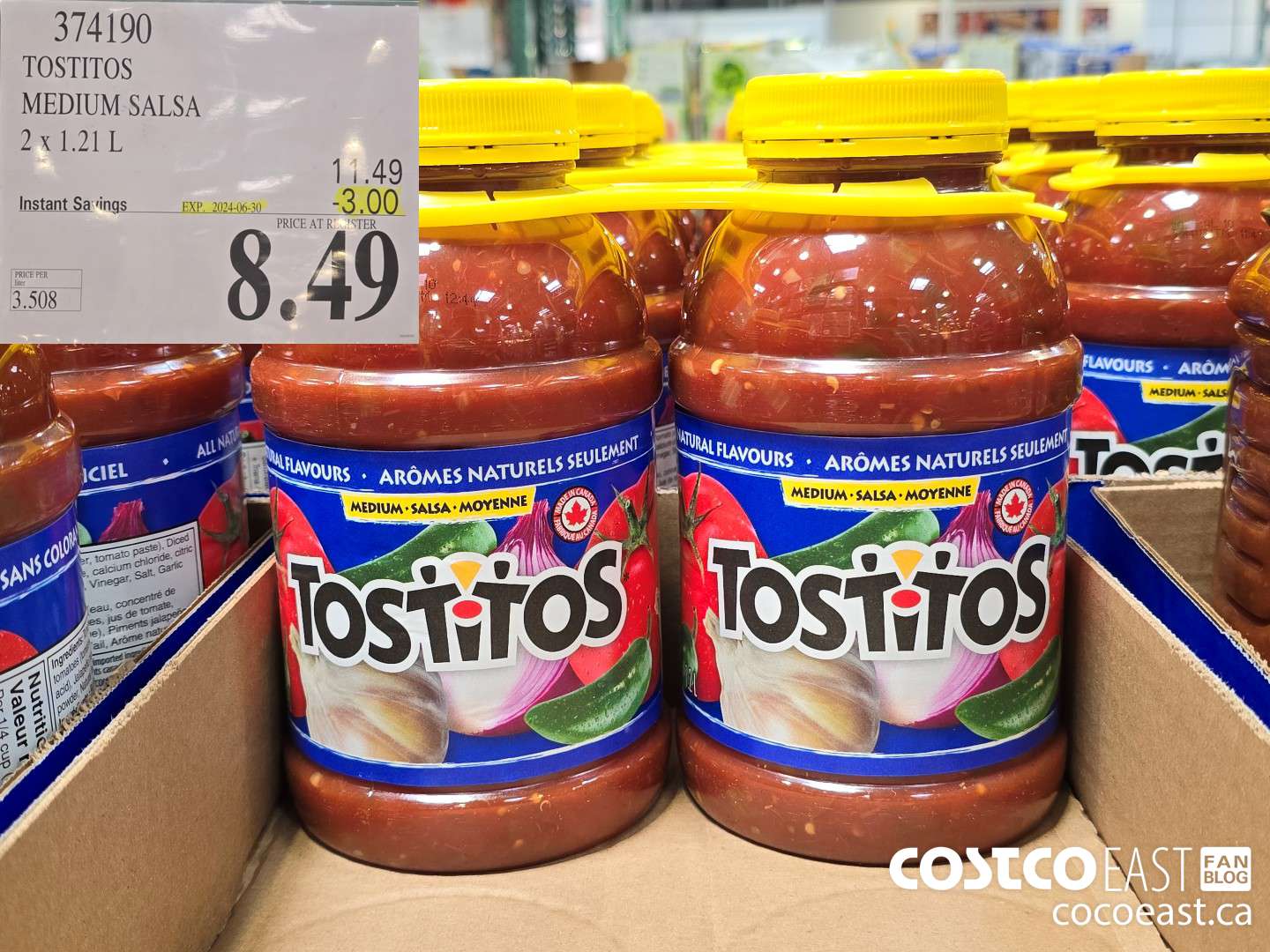 374190 TOSTITOS MEDIUM SALSA 2 X 1.21 L ($3.00 INSTANT SAVINGS EXPIRES ON 2024-06-30) $8.49