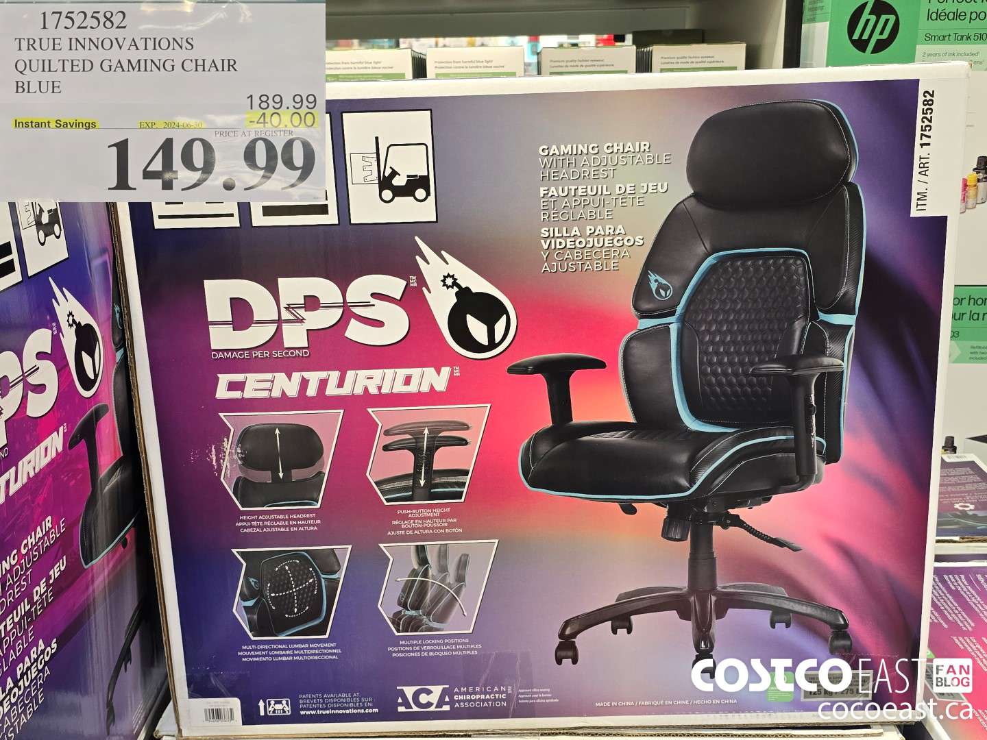 1752582 TRUE INNOVATIONS QUILTED GAMING CHAIR BLUE ($40.00 INSTANT SAVINGS EXPIRES ON 2024-06-30) $149.99