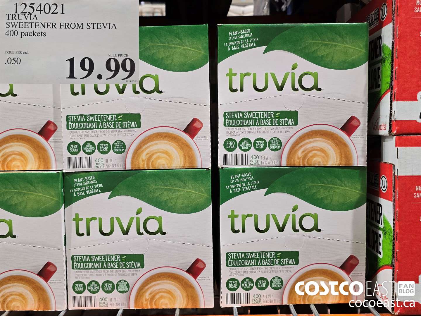 1254021 TRUVIA SWEETENER FROM STEVIA 400 packets $19.99