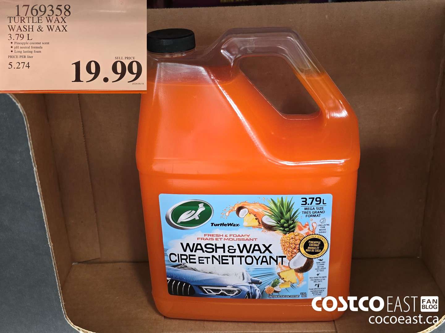 1769358 TURTLE WAX WASH & WAX 3.78L $19.99