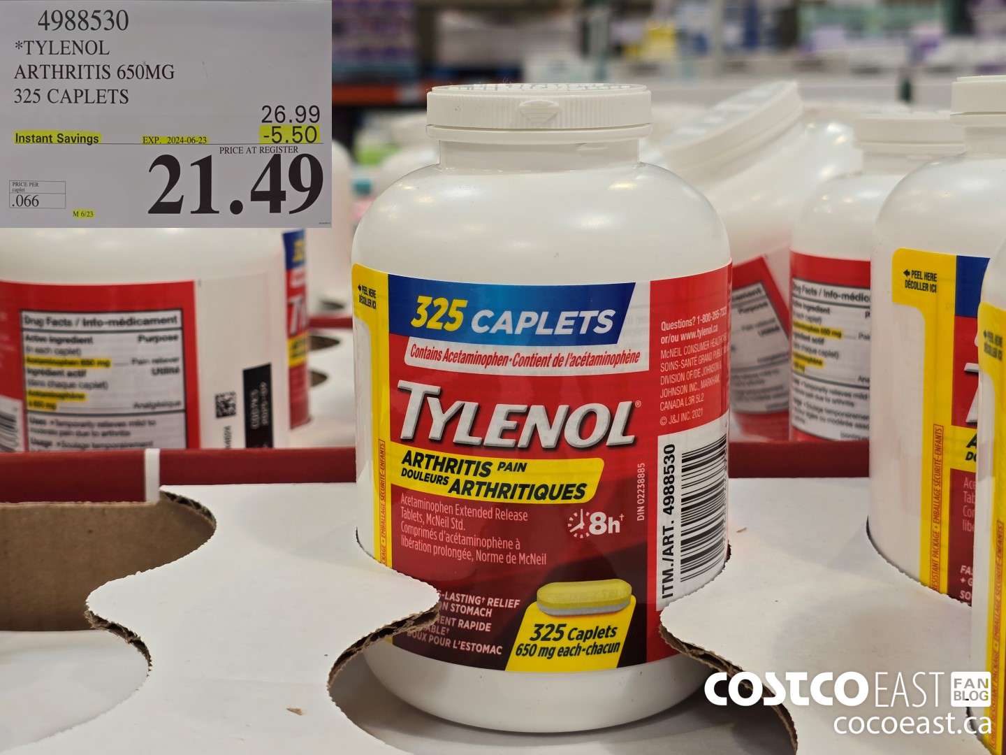 4988530 *TYLENOL ARTHRITIS 650MG 325 CAPLETS ($5.50 INSTANT SAVINGS EXPIRES ON 2024-06-23) $21.49