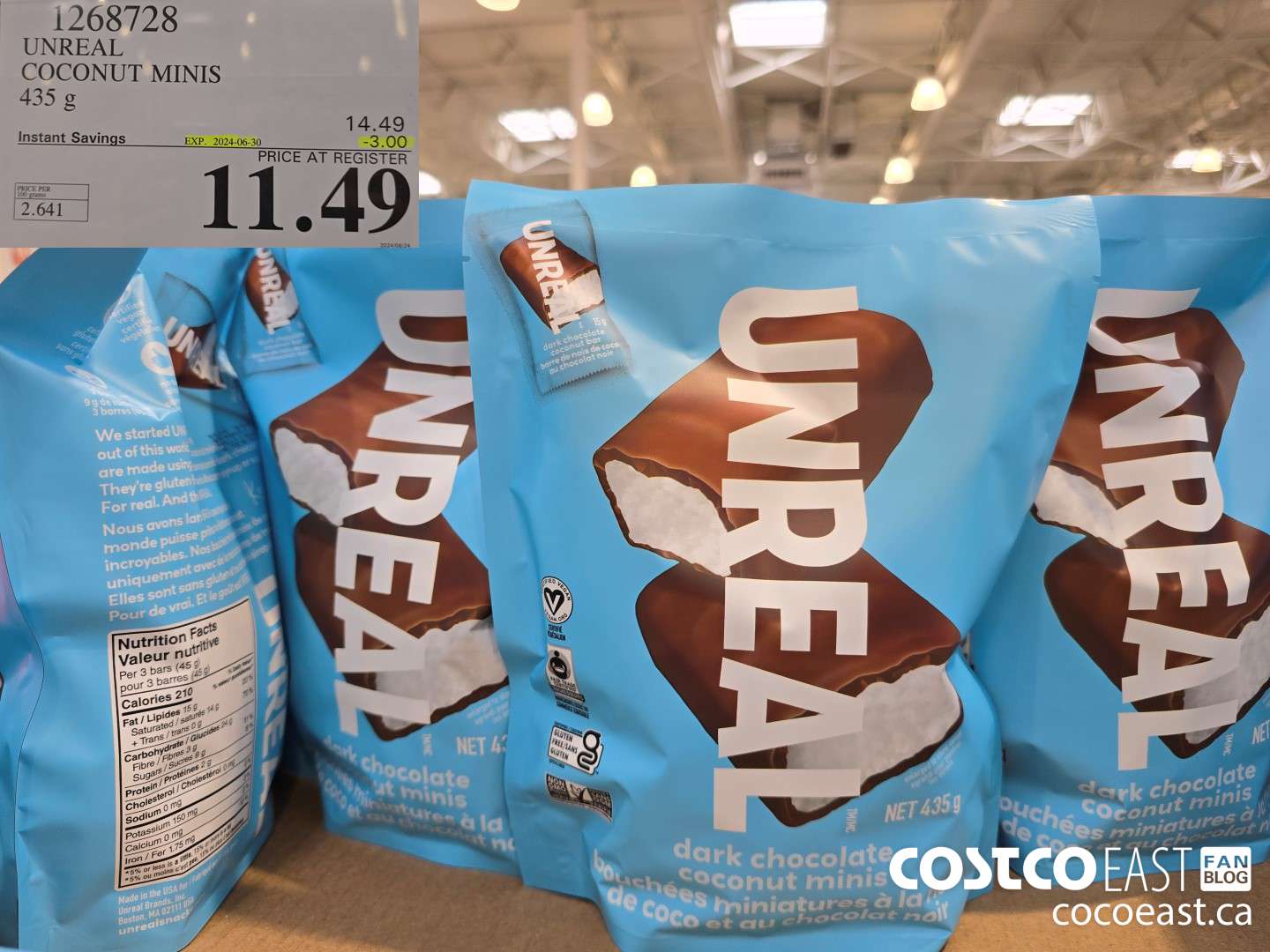 1268728 UNREAL COCONUT MINIS 435g ($3.00 INSTANT SAVINGS EXPIRES ON 2024-06-30) $11.49