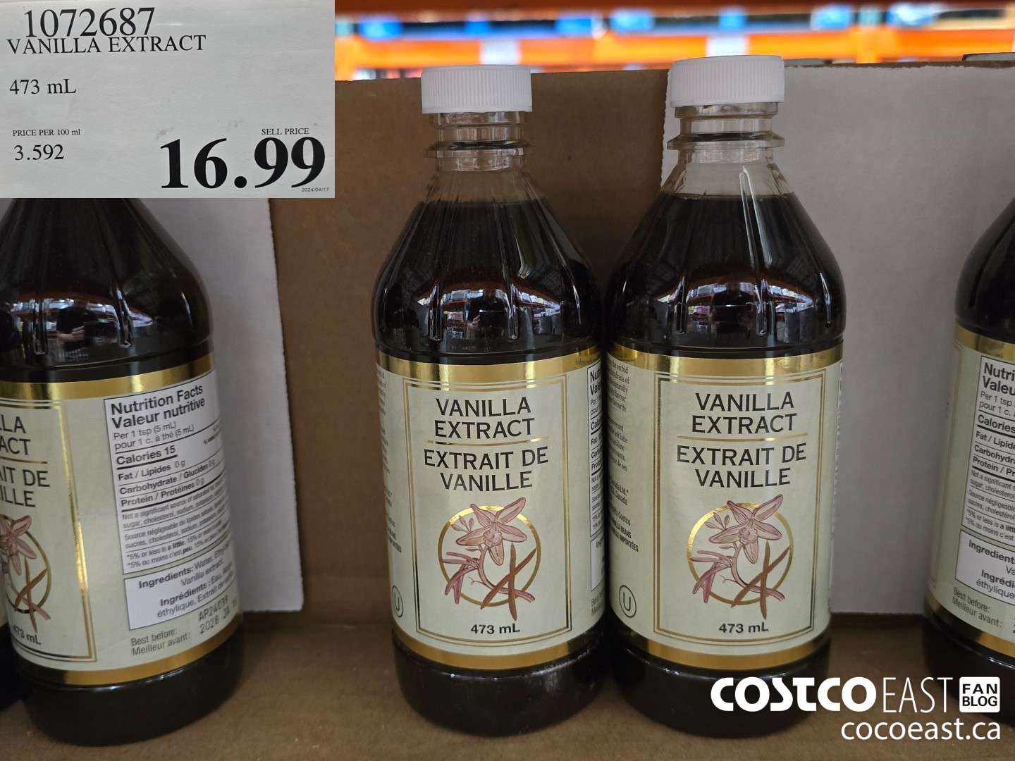 1072687 VANILLA EXTRACT 473 ML $16.99