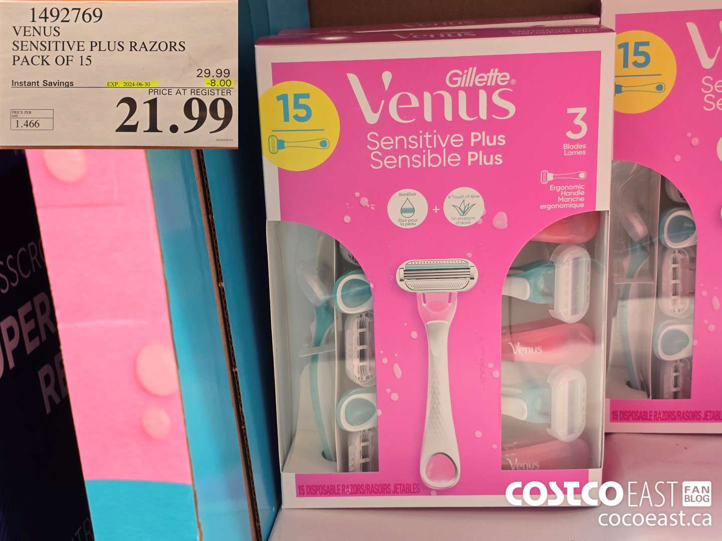 1492769 VENUS SENSITIVE PLUS ALOE DISPOSABLE RAZORS PACK OF 15 ($8.00 INSTANT SAVINGS EXPIRES ON 2024-06-30) $21.99