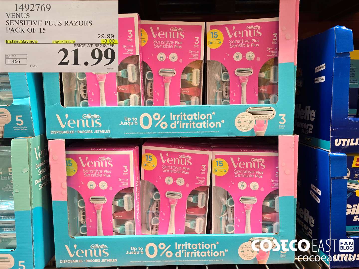 1492769 VENUS SENSITIVE PLUS ALOE DISPOSABLE RAZORS PACK OF 15 ($8.00 INSTANT SAVINGS EXPIRES ON 2024-06-30) $21.99