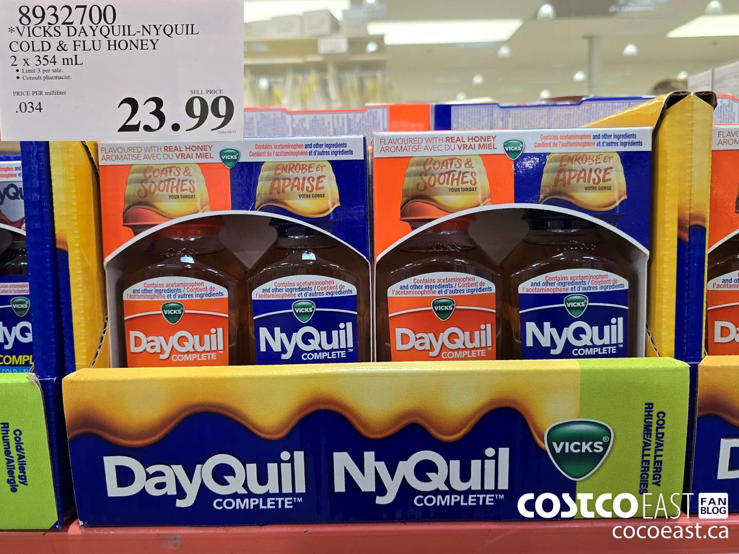 8932700 *VICKS DAYQUIL-NYQUIL COLD & FLU HONEY 2 X 354ML $23.99