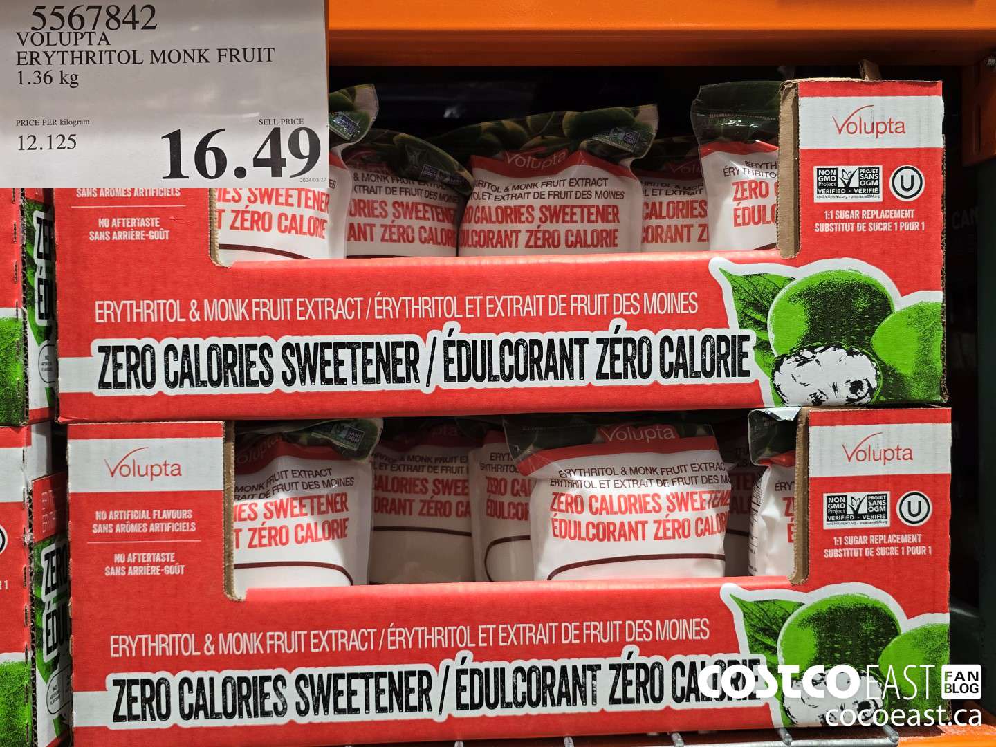 5567842 VOLUPTA ERYTHRITOL MONK FRUIT 1.36 kg $16.49