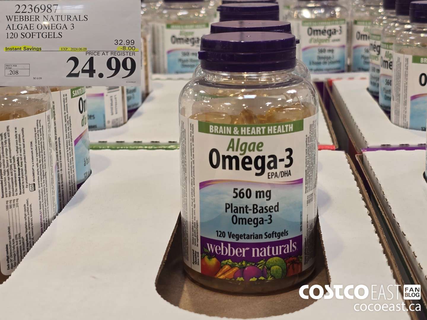 2236987 WEBBER NATURALS ALGAE OMEGA 3 120 SOFTGELS ($8.00 INSTANT SAVINGS EXPIRES ON 2024-06-09) $24.99
