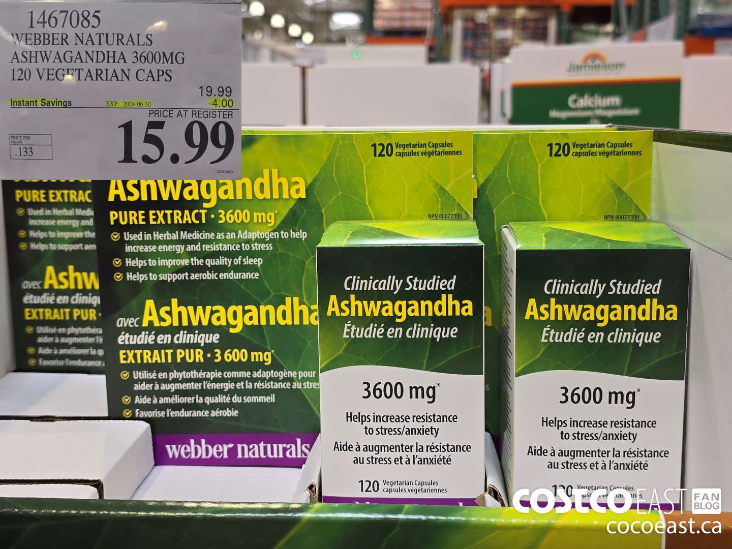 1467085 WEBBER NATURALS ASHWAGANDHA 3600MG 120 VEGETARIAN CAPS ($4.00 INSTANT SAVINGS EXPIRES ON 2024-06-30) $15.99