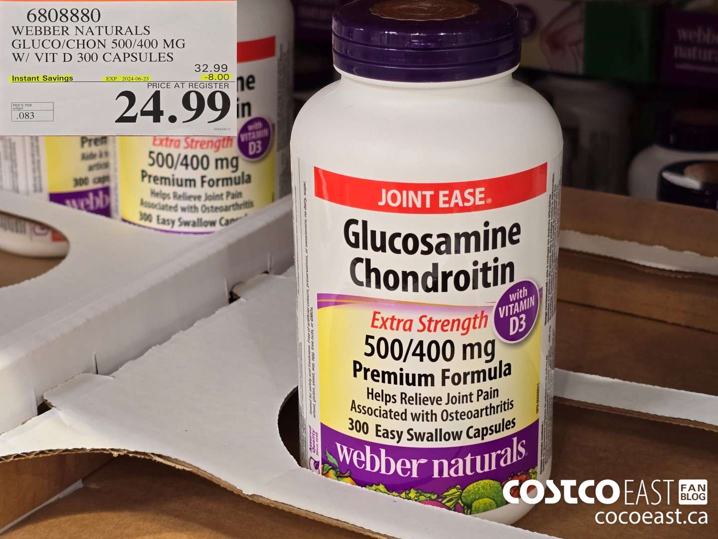 6808880 WEBBER NATURALS GLUCO/CHON 500/400 MG W/ VIT D 300 CAPSULES ($8.00 INSTANT SAVINGS EXPIRES ON 2024-06-23) $24.99