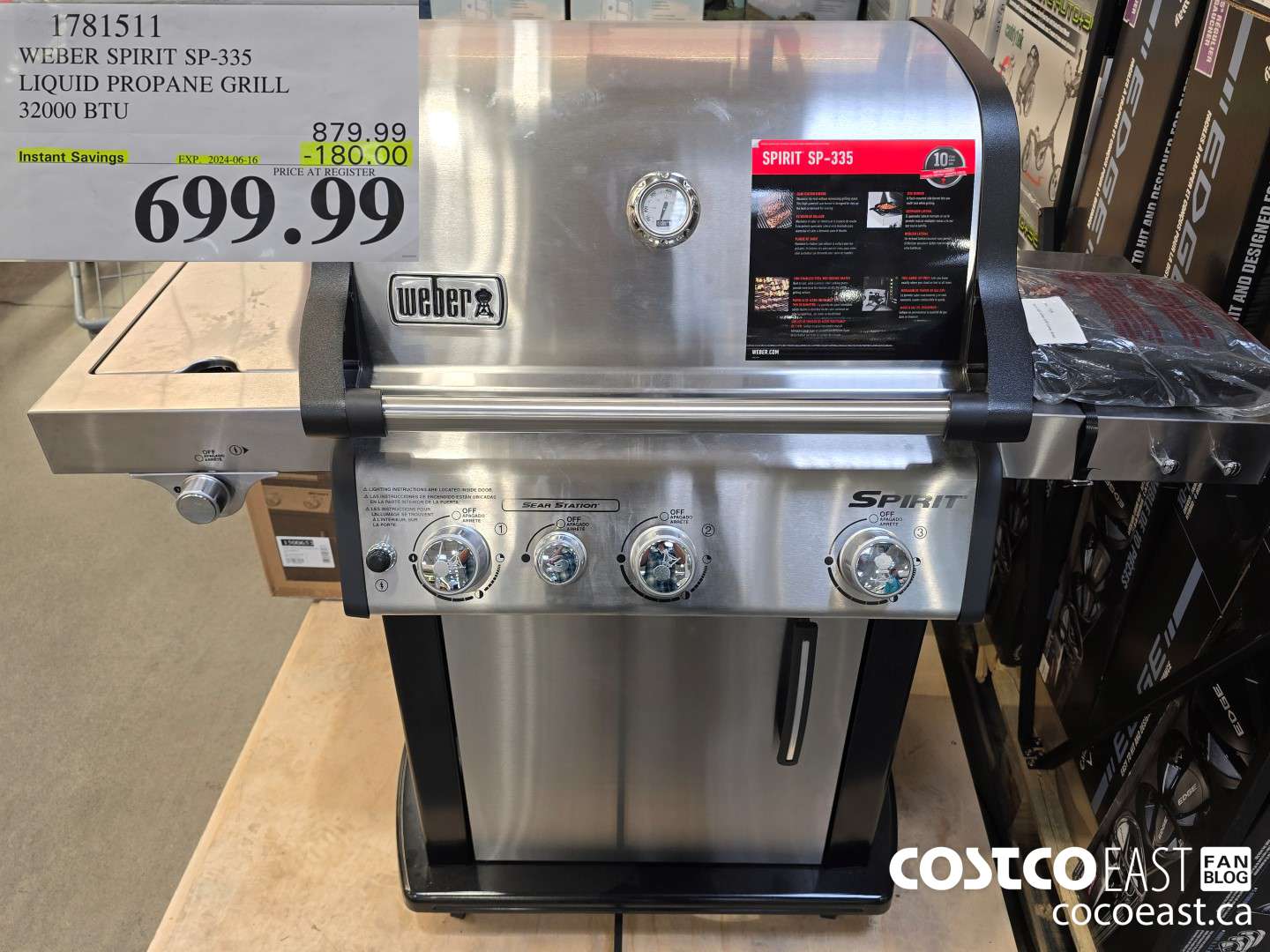 1781511 WEBER SPIRIT SP-335 LIQUID PROPANE GRILL 32000 BTU ($180.00 INSTANT SAVINGS EXPIRES ON 2024-06-16) $699.99