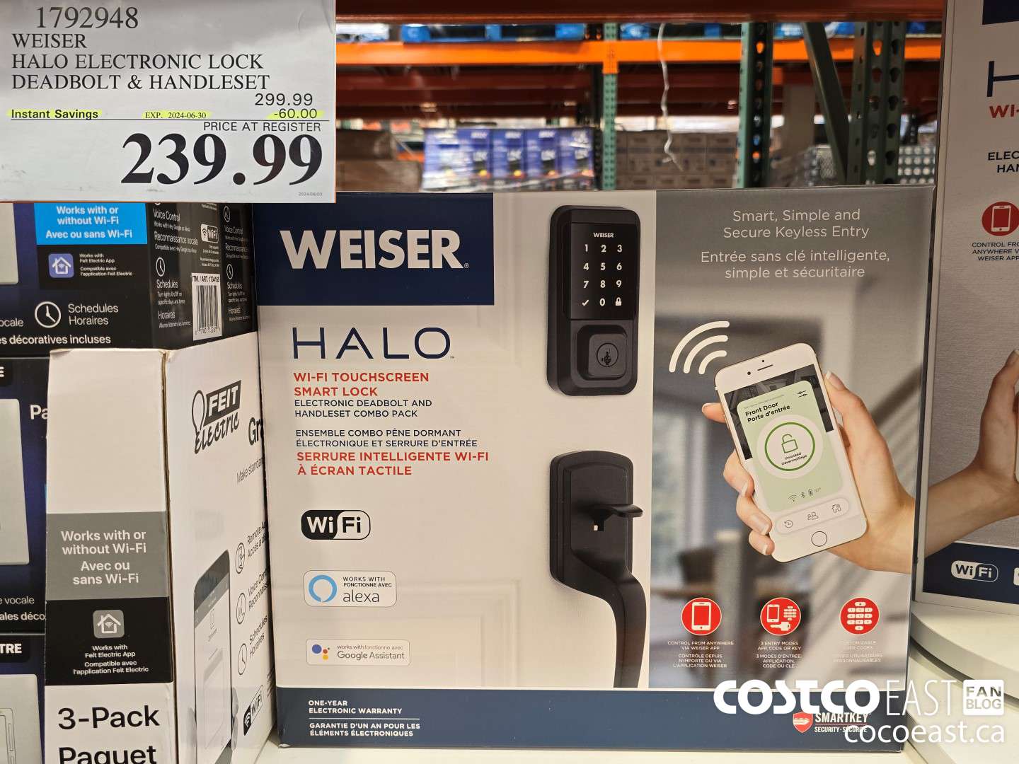 1792948 WEISER HALO ELECTRONIC LOCK DEADBOLT & HANDLESET ($60.00 INSTANT SAVINGS EXPIRES ON 2024-06-30) $239.99