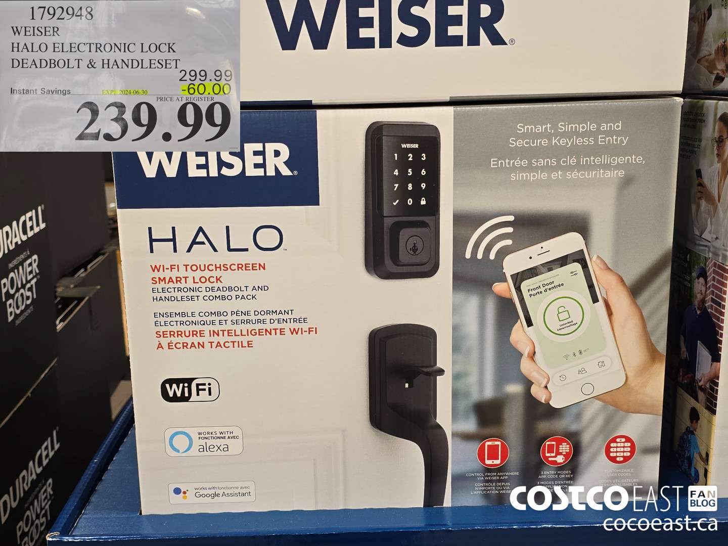 1792948 WEISER HALO ELECTRONIC LOCK DEADBOLT & HANDLESET ($60.00 INSTANT SAVINGS EXPIRES ON 2024-06-30) $239.99