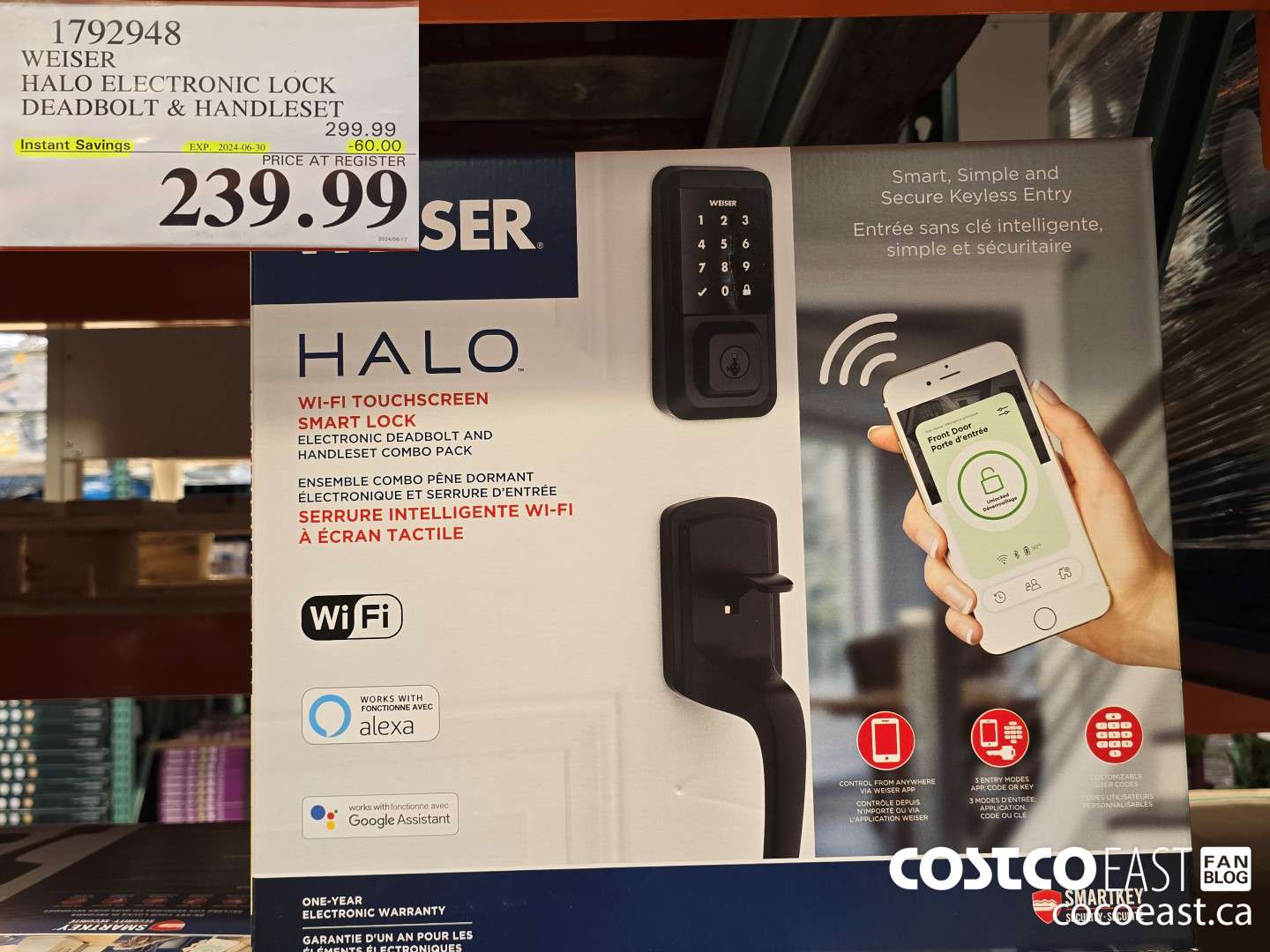 1792948 WEISER HALO ELECTRONIC LOCK DEADBOLT & HANDLESET ($60.00 INSTANT SAVINGS EXPIRES ON 2024-06-30) $239.99