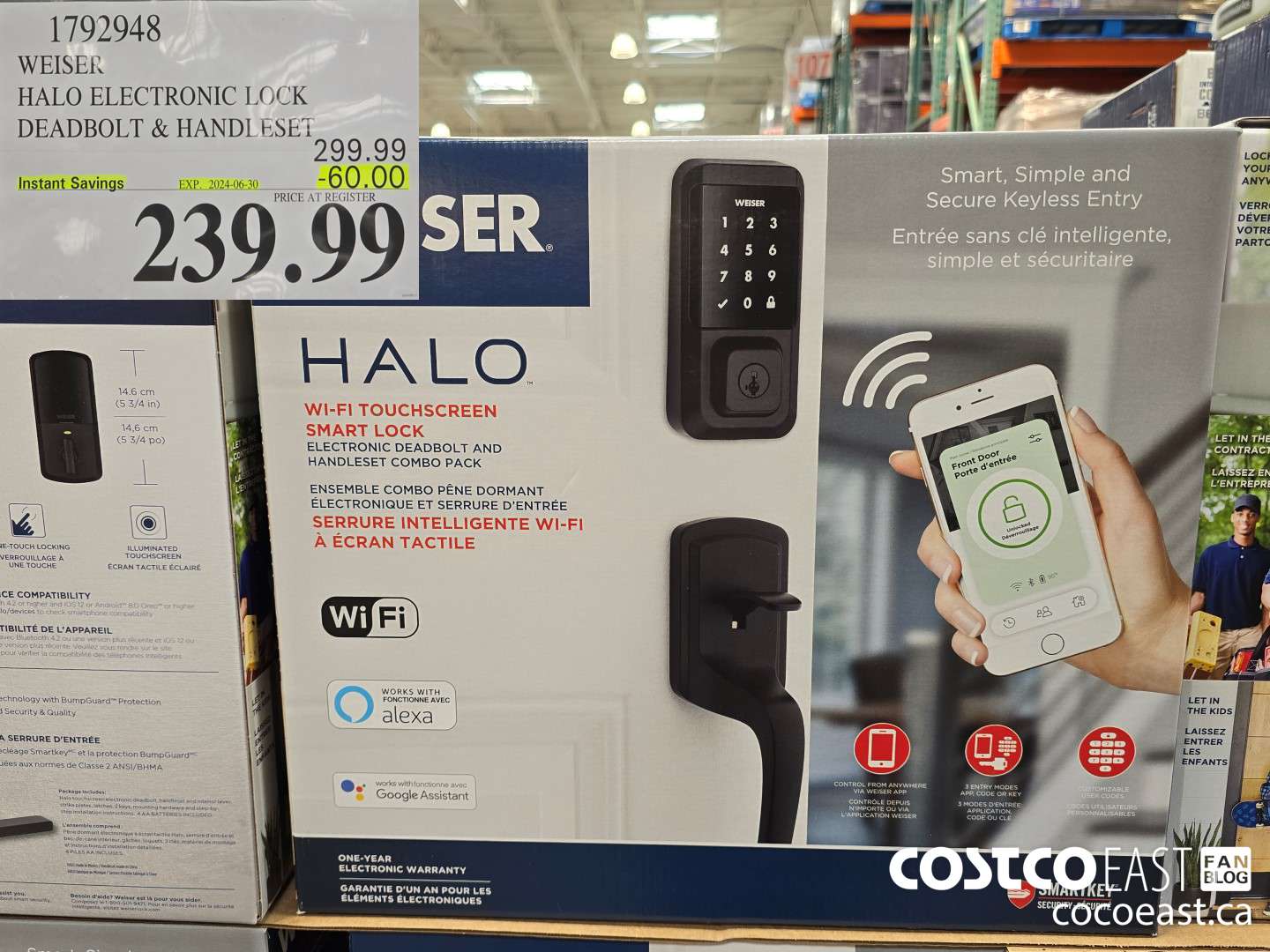 1792948 WEISER HALO ELECTRONIC LOCK DEADBOLT & HANDLESET ($60.00 INSTANT SAVINGS EXPIRES ON 2024-06-30) $239.99