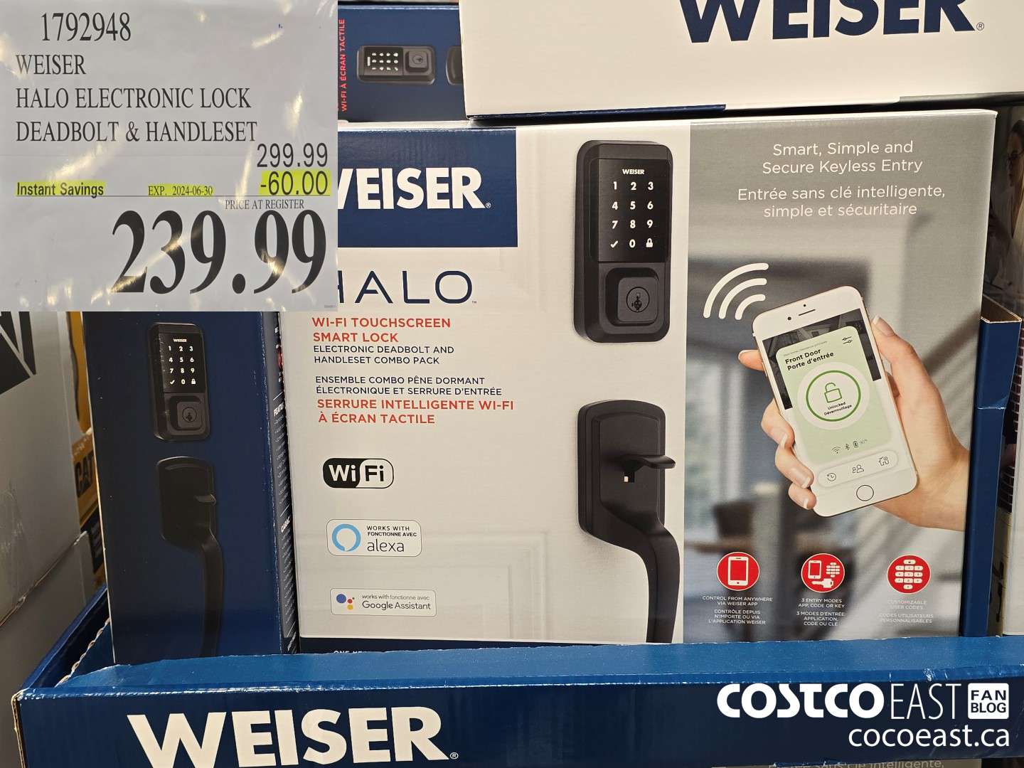 1792948 WEISER HALO ELECTRONIC LOCK DEADBOLT & HANDLESET ($60.00 INSTANT SAVINGS EXPIRES ON 2024-06-30) $239.99