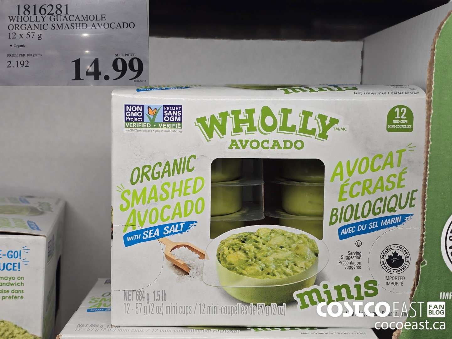 1816281 WHOLLY GUACAMOLE ORGANIC SMASHD AVOCADO 12 X 57 G $14.99