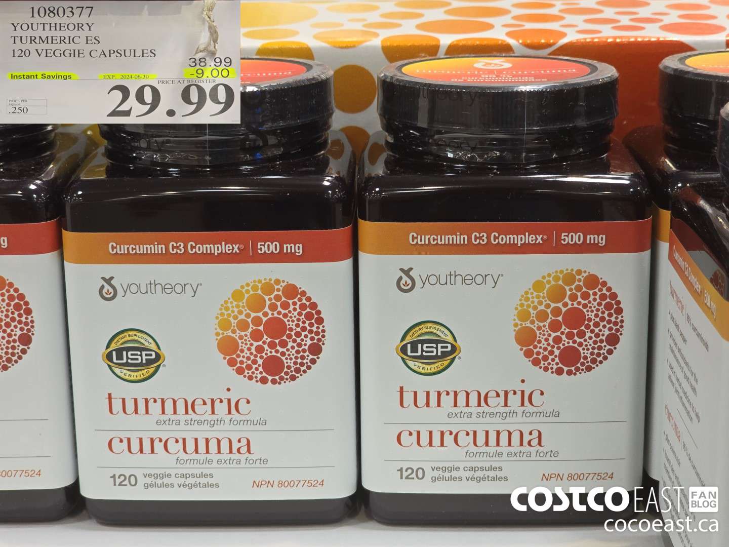 1080377 YOUTHEORY TUMERIC ES 120 VEGGIE CAPSULES ($9.00 INSTANT SAVINGS EXPIRES ON 2024-06-30) $29.99