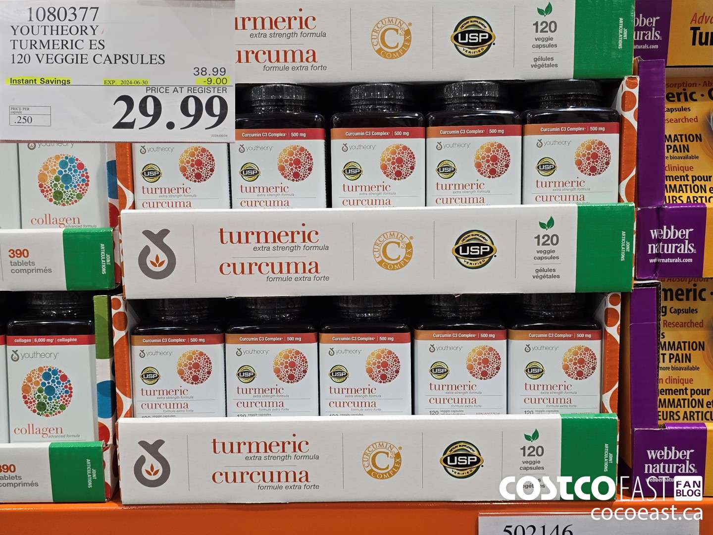 1080377 YOUTHEORY TUMERIC ES 120 VEGGIE CAPSULES ($9.00 INSTANT SAVINGS EXPIRES ON 2024-06-30) $29.99