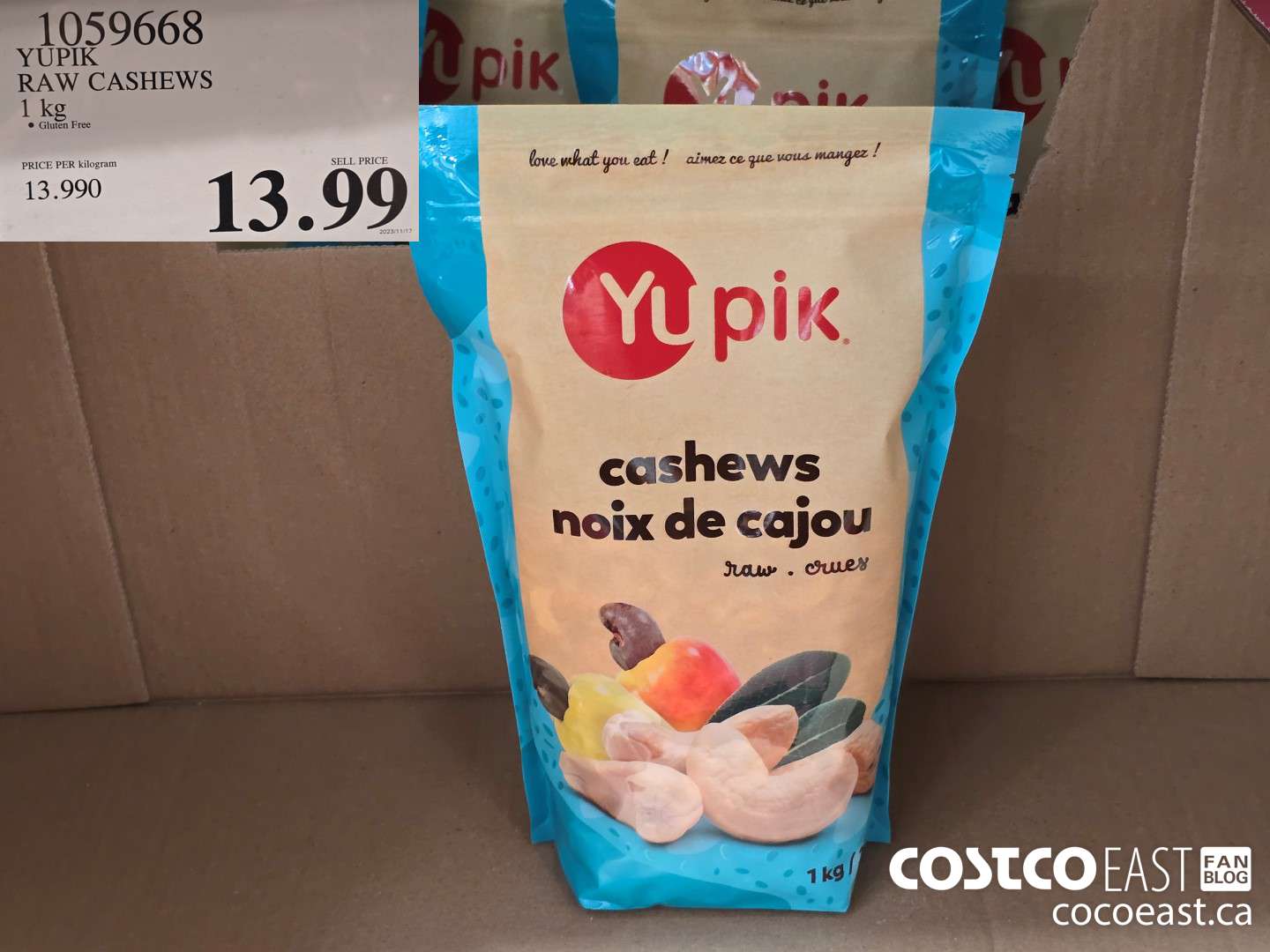 1059668 YUPIK RAW CASHEWS 1 KG $13.99