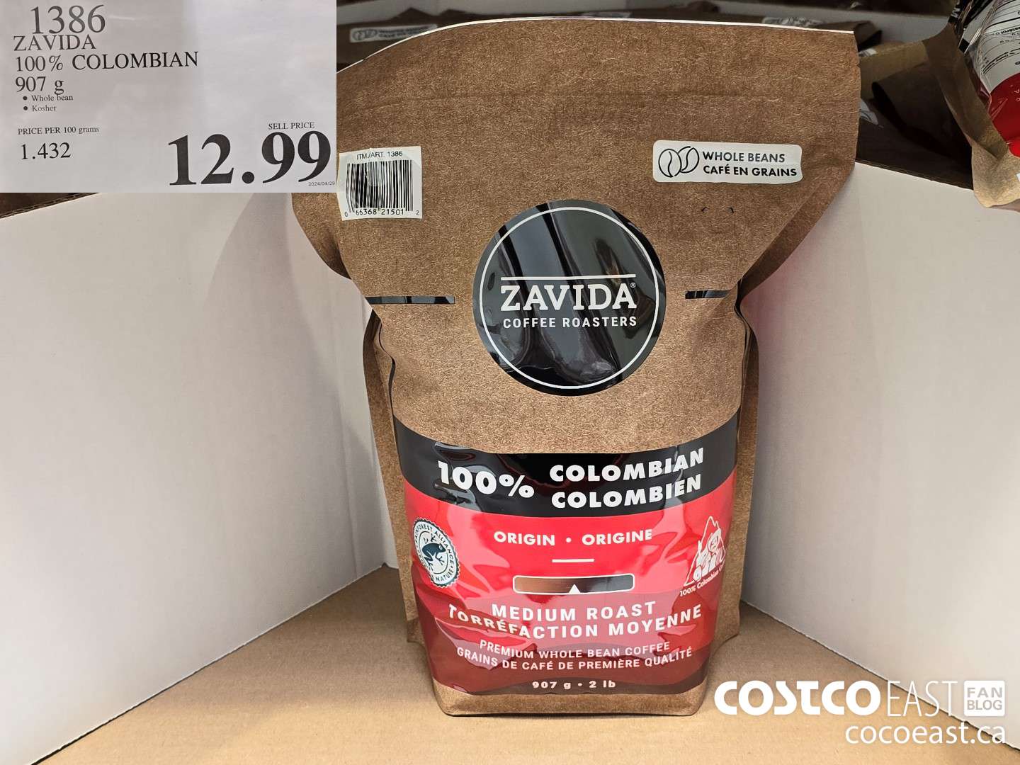 1386 ZAVIDA 100% COLOMBIAN 907 g $12.99
