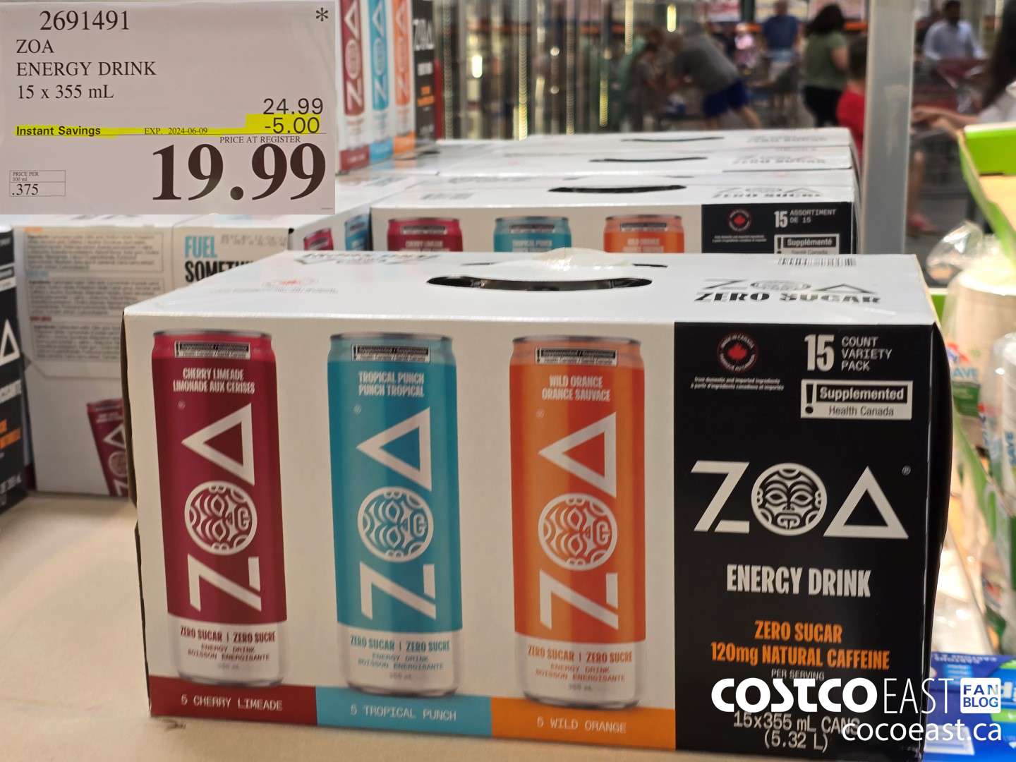 2691491 ZOA ENERGY DRINK 15 x 335 ML ($5.00 INSTANT SAVINGS EXPIRES ON 2024-06-09) $19.99