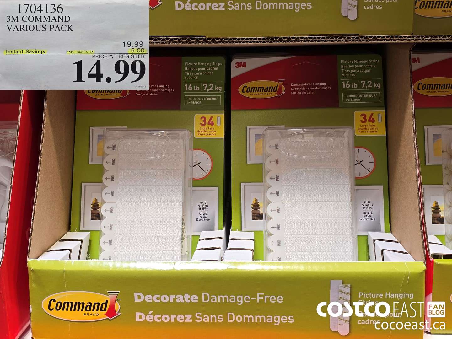 1704136 3M COMMAND VARIOUS PACK ($5.00 INSTANT SAVINGS EXPIRES ON 2024-07-28) $14.99