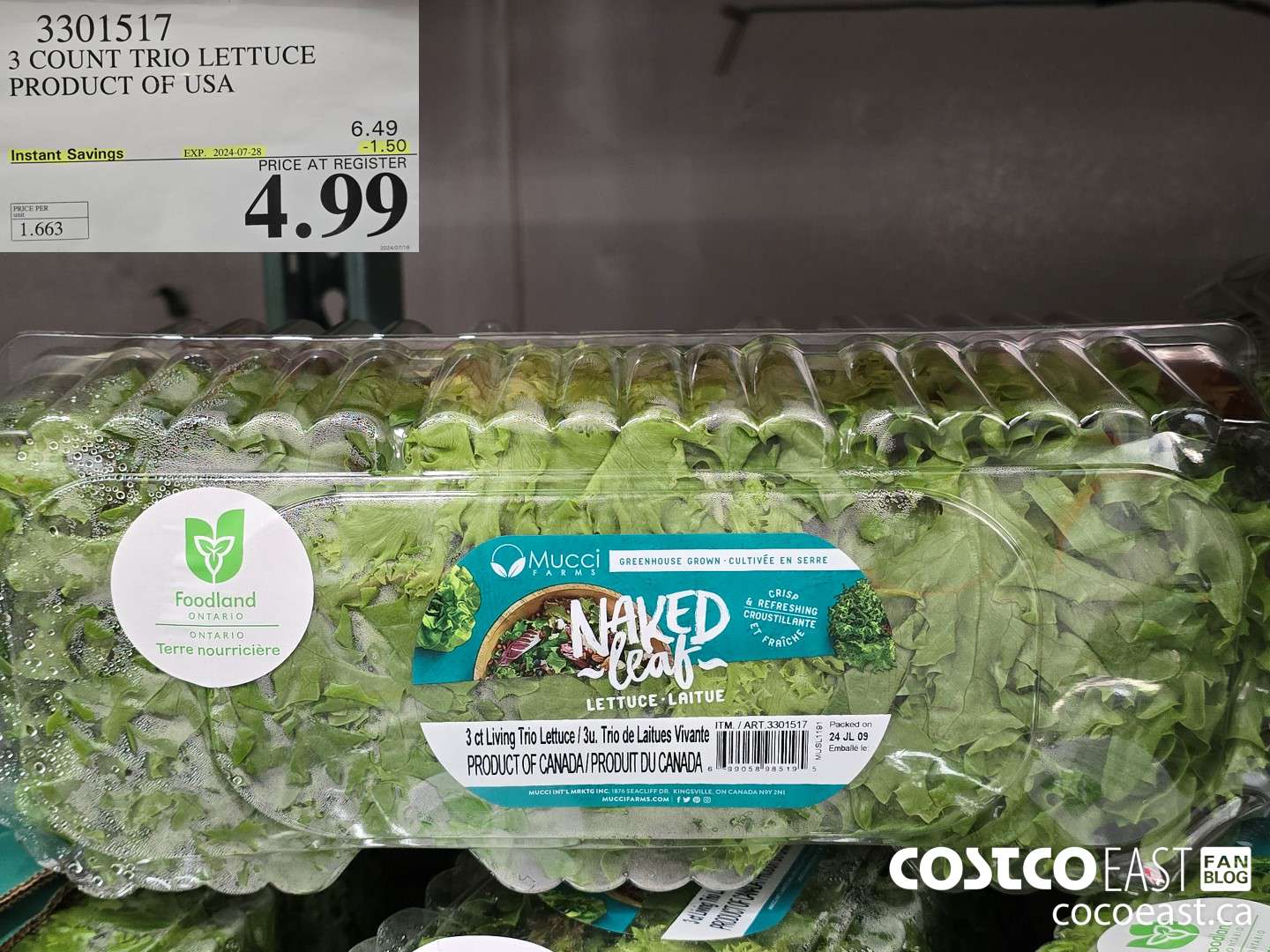 3301517 3 COUNT TRIO LETTUCE PRODUCT OF USA ($1.50 INSTANT SAVINGS EXPIRES ON 2024-07-28) $4.99