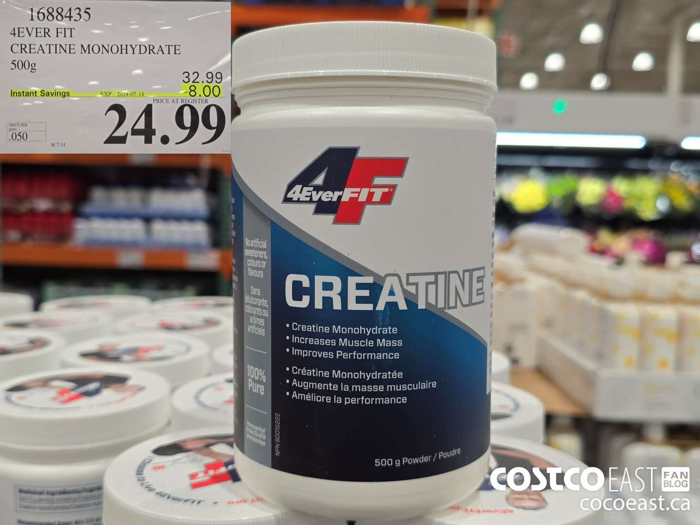 1688435 4EVER FIT CREATINE MONOHYDRATE 500g ($8.00 INSTANT SAVINGS EXPIRES ON 2024-07-14) $24.99