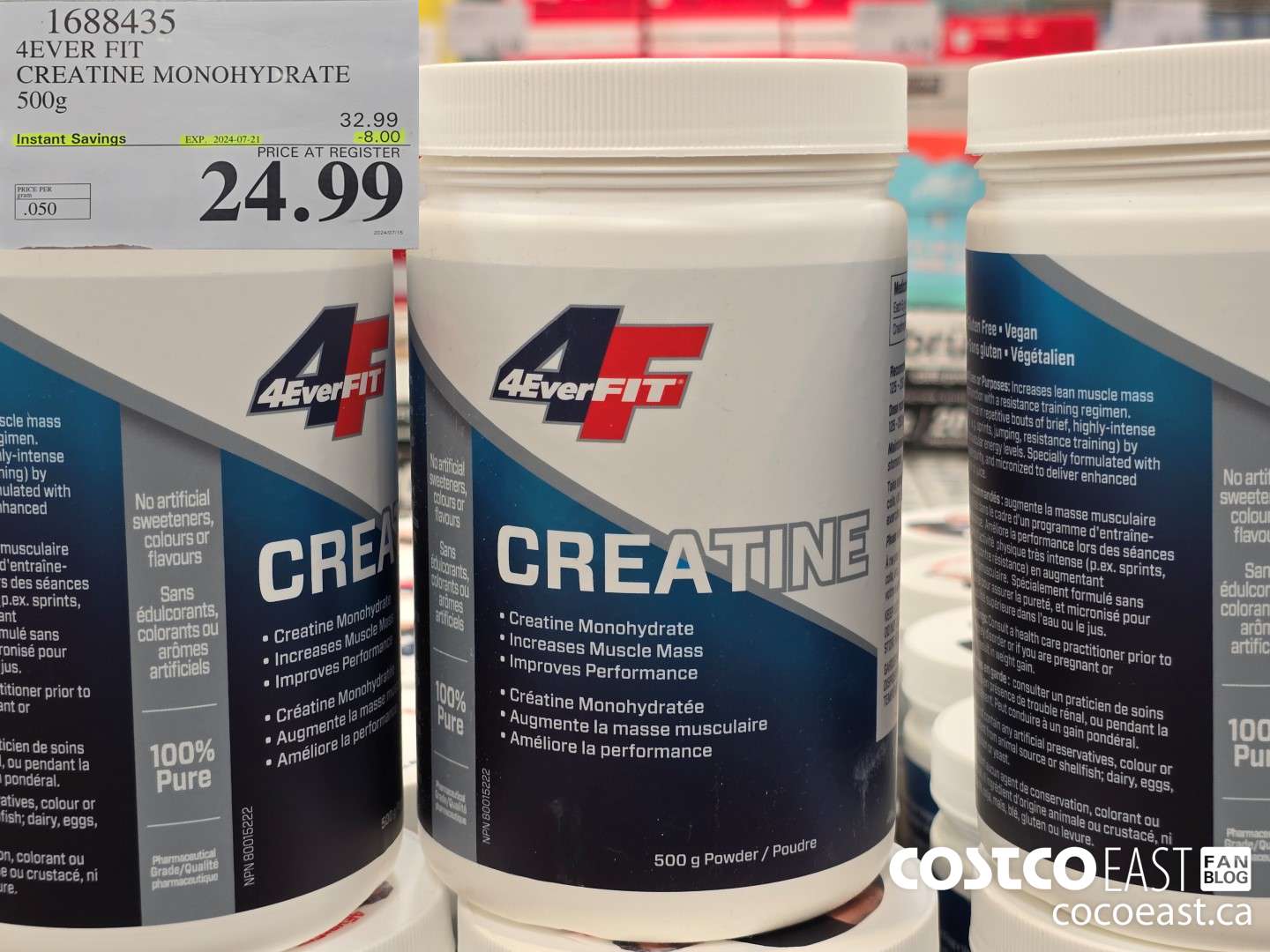 1688435 4EVER FIT CREATINE MONOHYDRATE 500g ($8.00 INSTANT SAVINGS EXPIRES ON 2024-07-21) $24.99