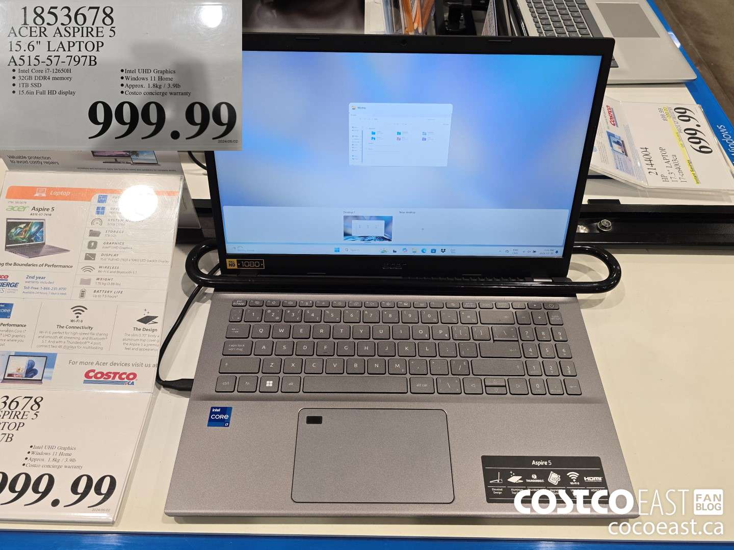 1853678 ACER ASPIRE 5 15.6IN LAPTOP COMPUTER A515-57-797B $999.99