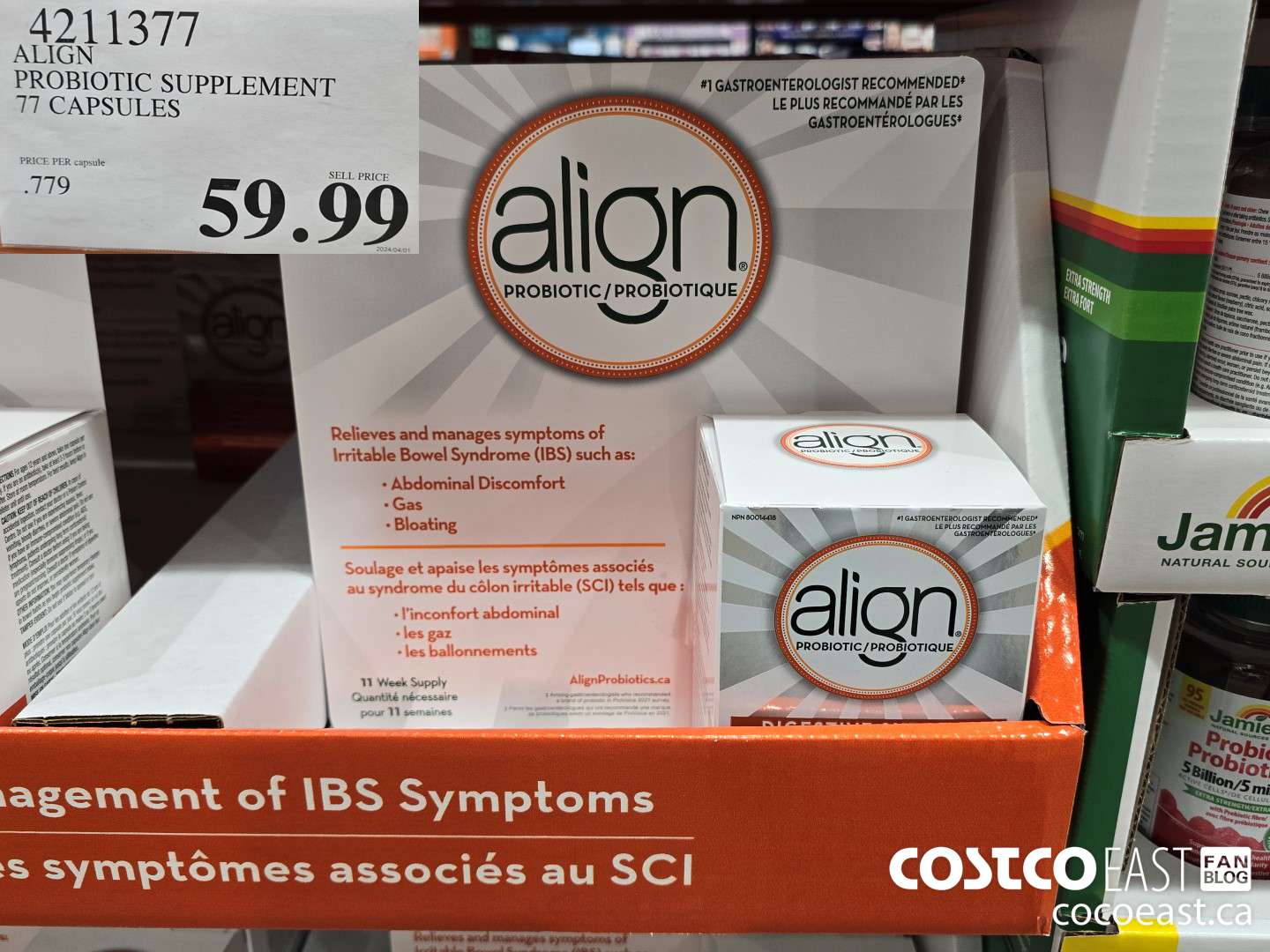4211377 ALIGN PROBIOTIC SUPPLEMENT 77 CAPSULES $59.99