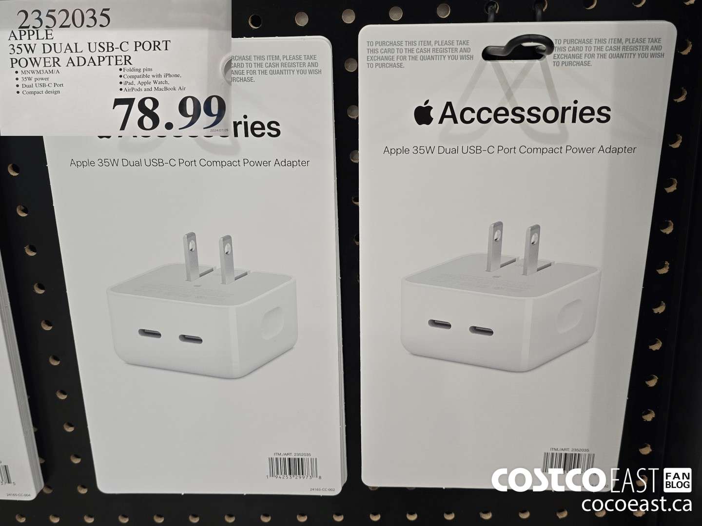 2352035 APPLE 35W DUAL USB-C PORT POWER ADAPTER $78.99
