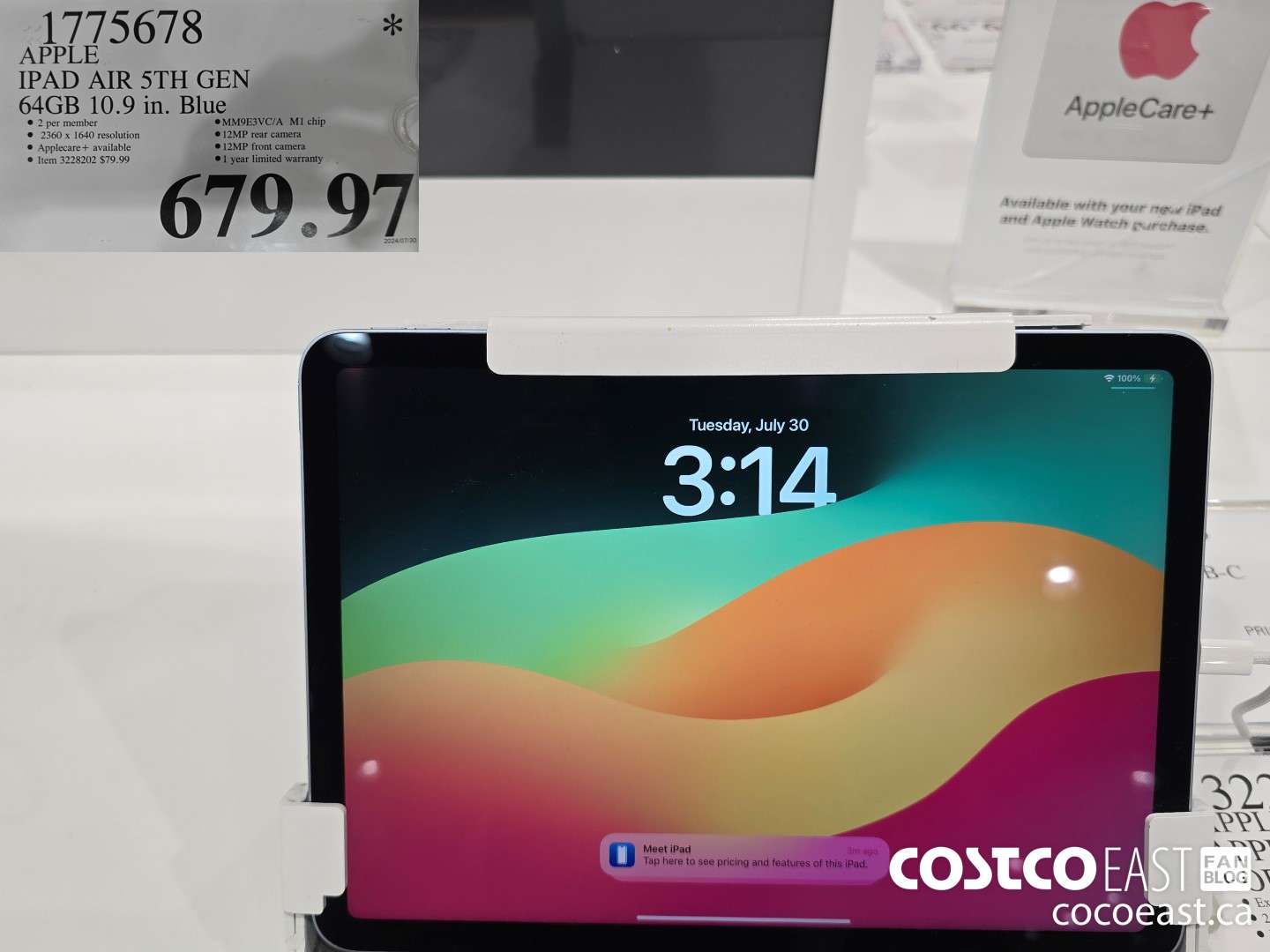 1775678 APPLE IPAD AIR 5TH GEN 64GB 10.9 in. Blue $679.97