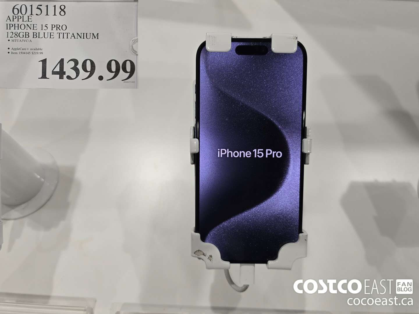 6015118 APPLE IPHONE 15 PRO 128GB BLUE TITANIUM $1439.99