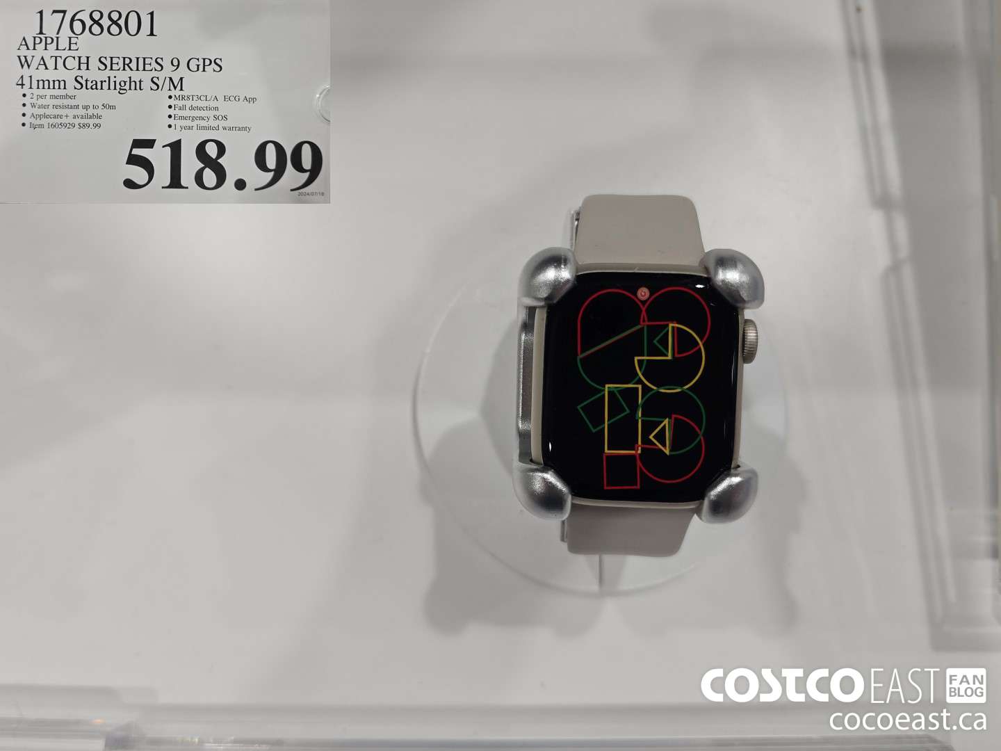 1768801 APPLE WATCH SERIES 9 GPS 41mm Starlight S/M $518.99