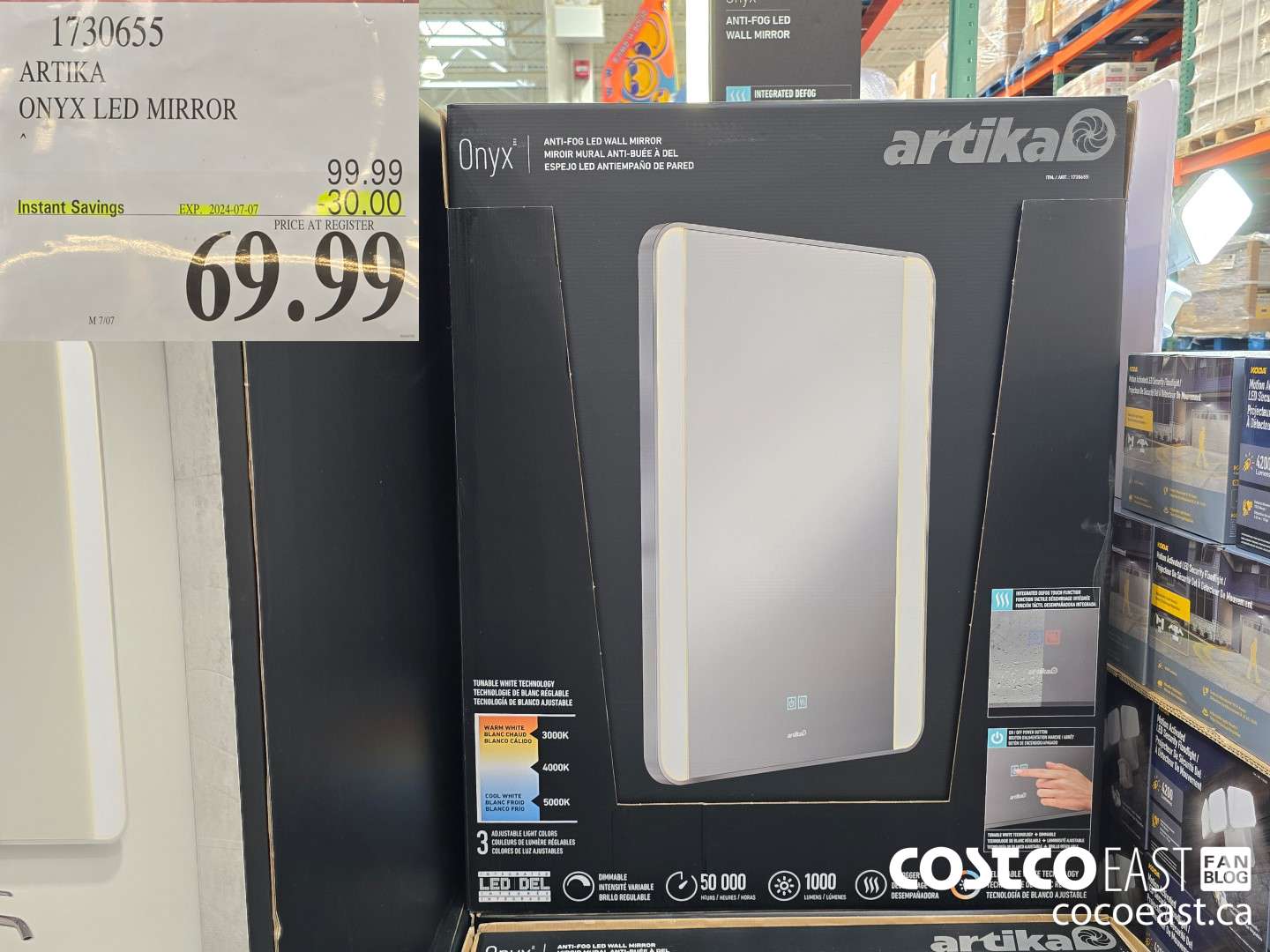 1730655 ARTIKA ONYX LED MIRROR ($30.00 INSTANT SAVINGS EXPIRES ON 2024-07-07) $69.99