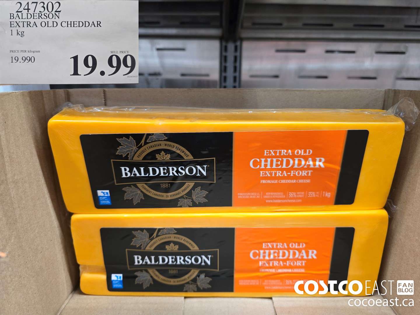 247302 BALDERSON EXTRA OLD CHEDDAR 1 KG $19.99