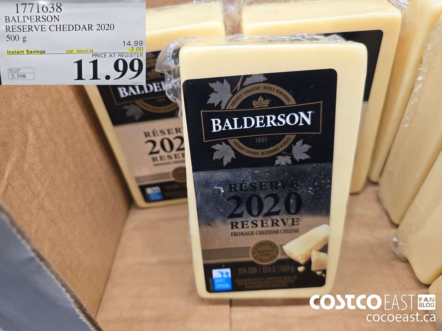 1771638 BALDERSON RESERVE CHEDDAR 2020 500 G ($3.00 INSTANT SAVINGS EXPIRES ON 2024-07-28) $11.99