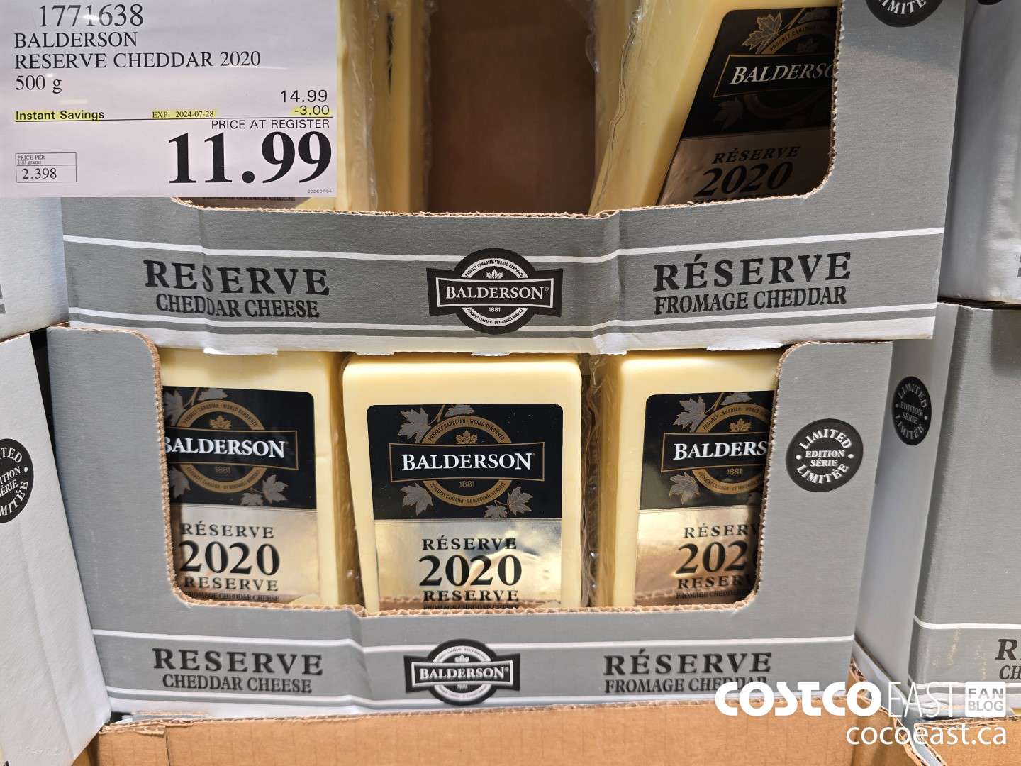 1771638 BALDERSON RESERVE CHEDDAR 2020 500 G ($3.00 INSTANT SAVINGS EXPIRES ON 2024-07-28) $11.99