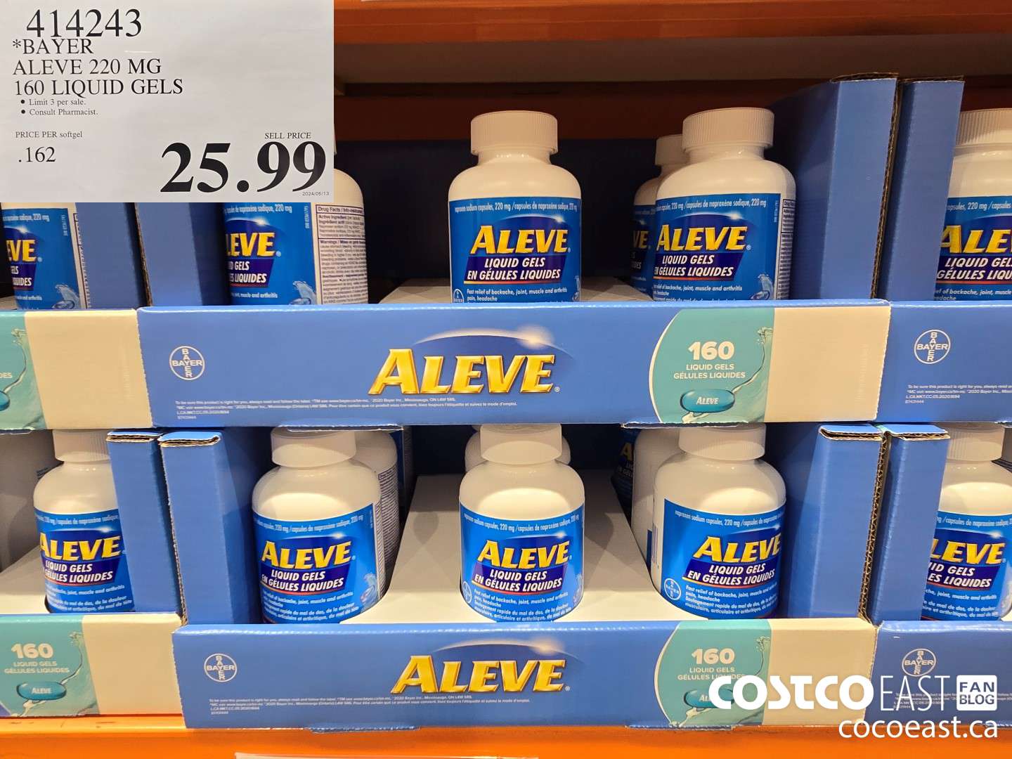 414243 BAYER ALEVE 220 MG 160 LIQUID GELS $25.99