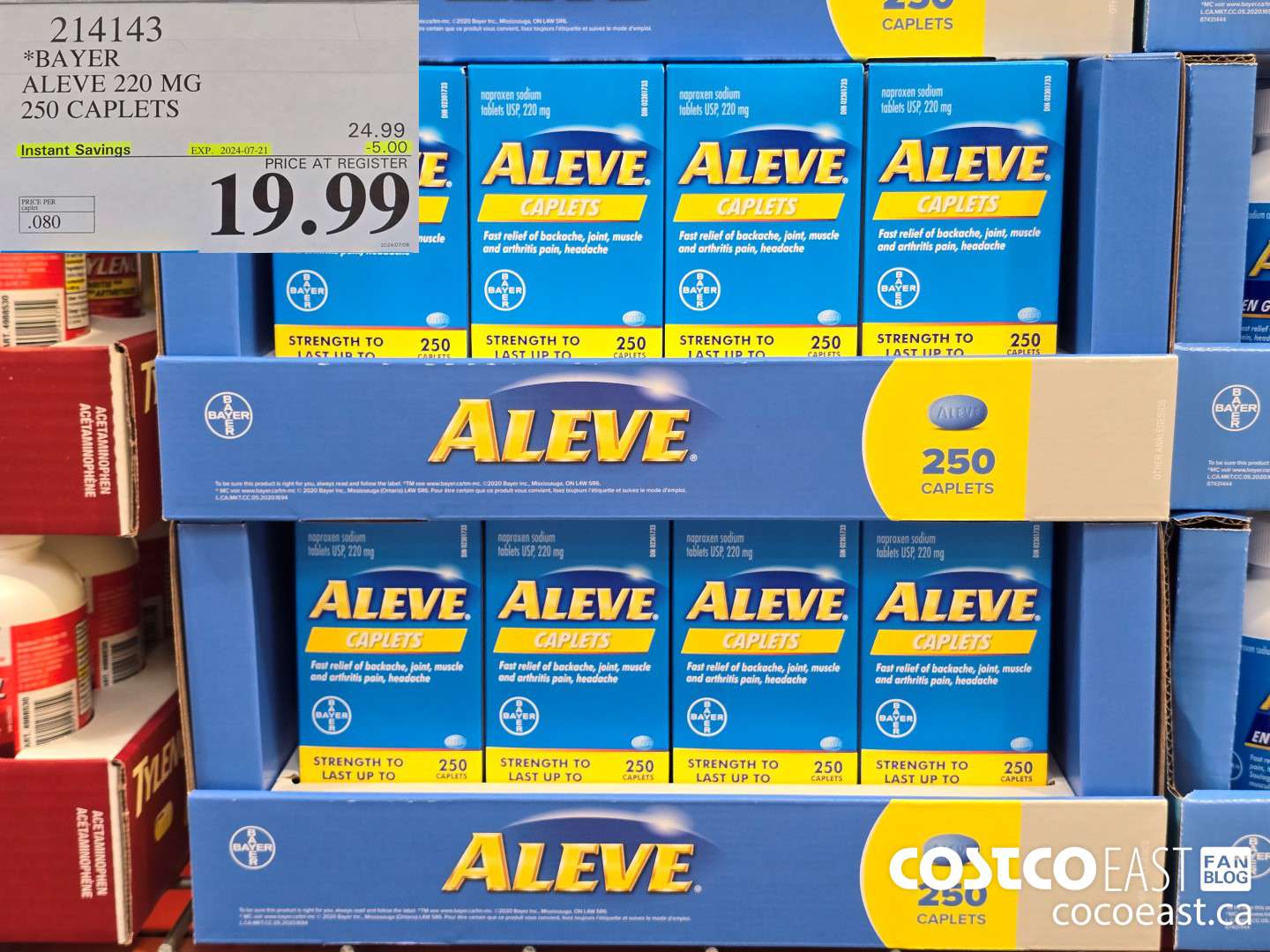 214143 BAYER ALEVE 220 MG 250 CAPLETS ($5.00 INSTANT SAVINGS EXPIRES ON 2024-07-21) $19.99