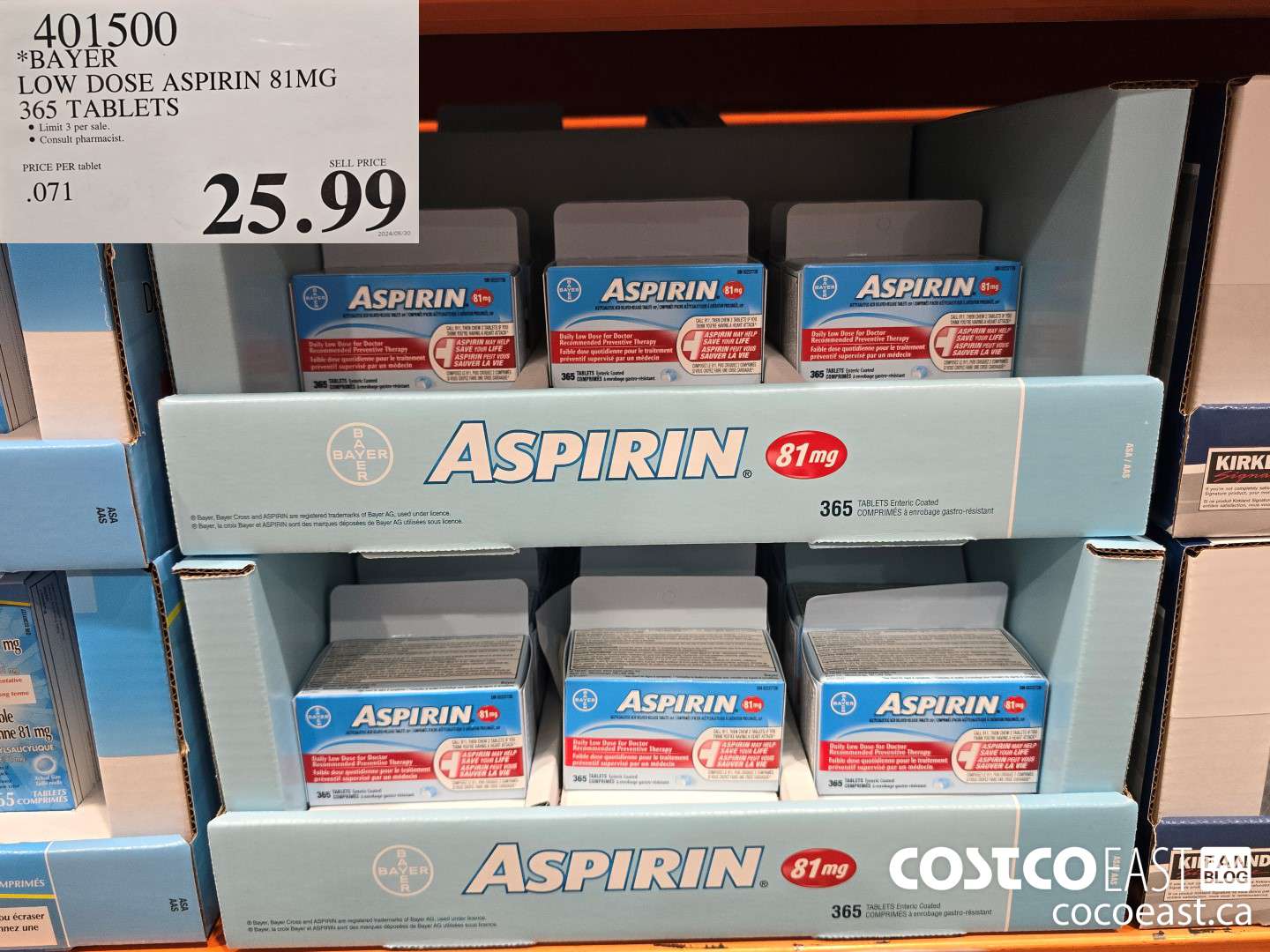 401500 BAYER LOW DOSE ASPIRIN 81MG 365 TABLETS $25.99